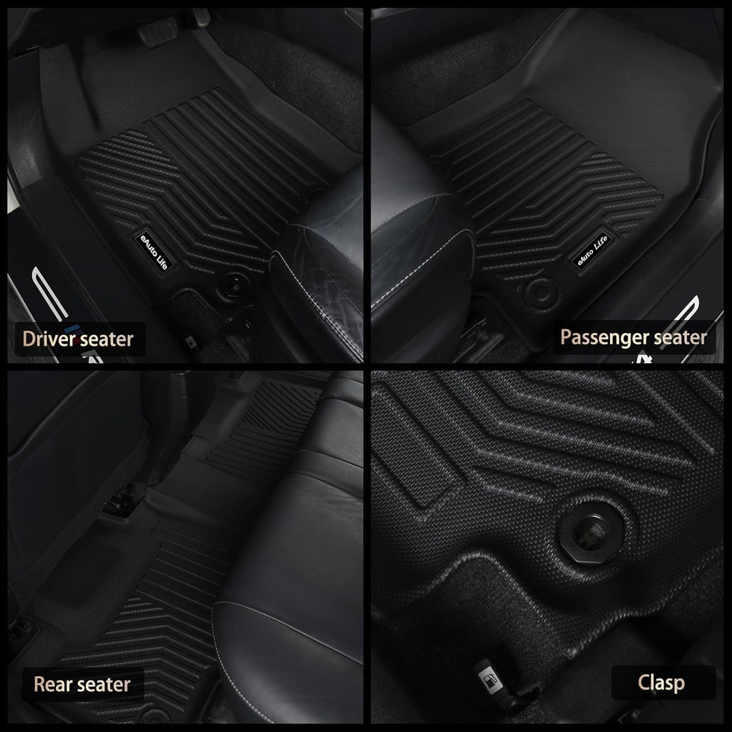 All-Weather Car Floor Mats for Toyota RAV4 2025-2019 &amp; RAV4 Hybrid, Custom Fit TPE Floor Liners &amp; Cargo Trunk Mat Full Set, Black Car Accessories for Rav 4 LE XLE Limited Adventure TRD Off-Road