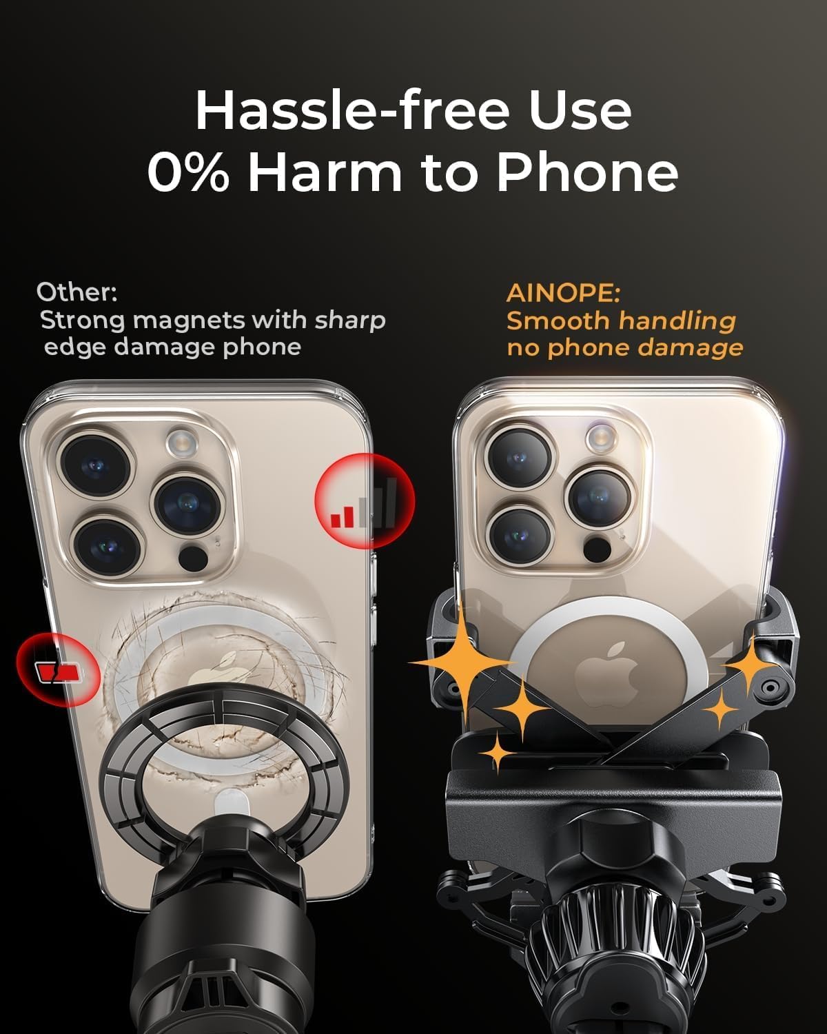 AINOPE Air Vent Phone Mount for Car [Drop-in Grip]Gravity Phone Holder for Car Vent Phone Mount for iPhone 18 Pro Max 17 16 15 Galaxy S26 S25, Universal Interior Accessories Gifts for Men Women, Black