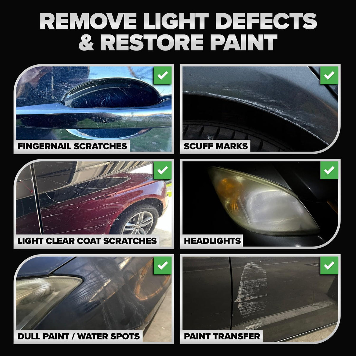 Carfidant Black Scratch and Swirl Remover - Car Scratch Remover for Vehicles Paint - Polishing Compound for Cars with Pad - Cutting Compound Paint Restorer