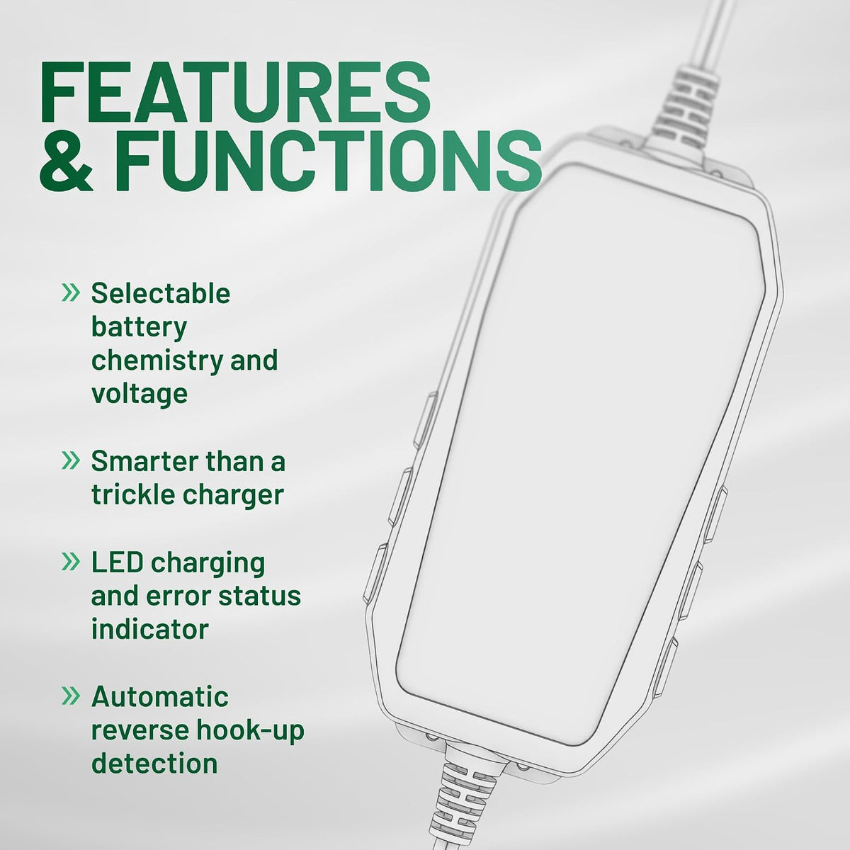 Battery Tender 6V/12V, 2 AMP Lead Acid & Lithium Selectable Battery Charger