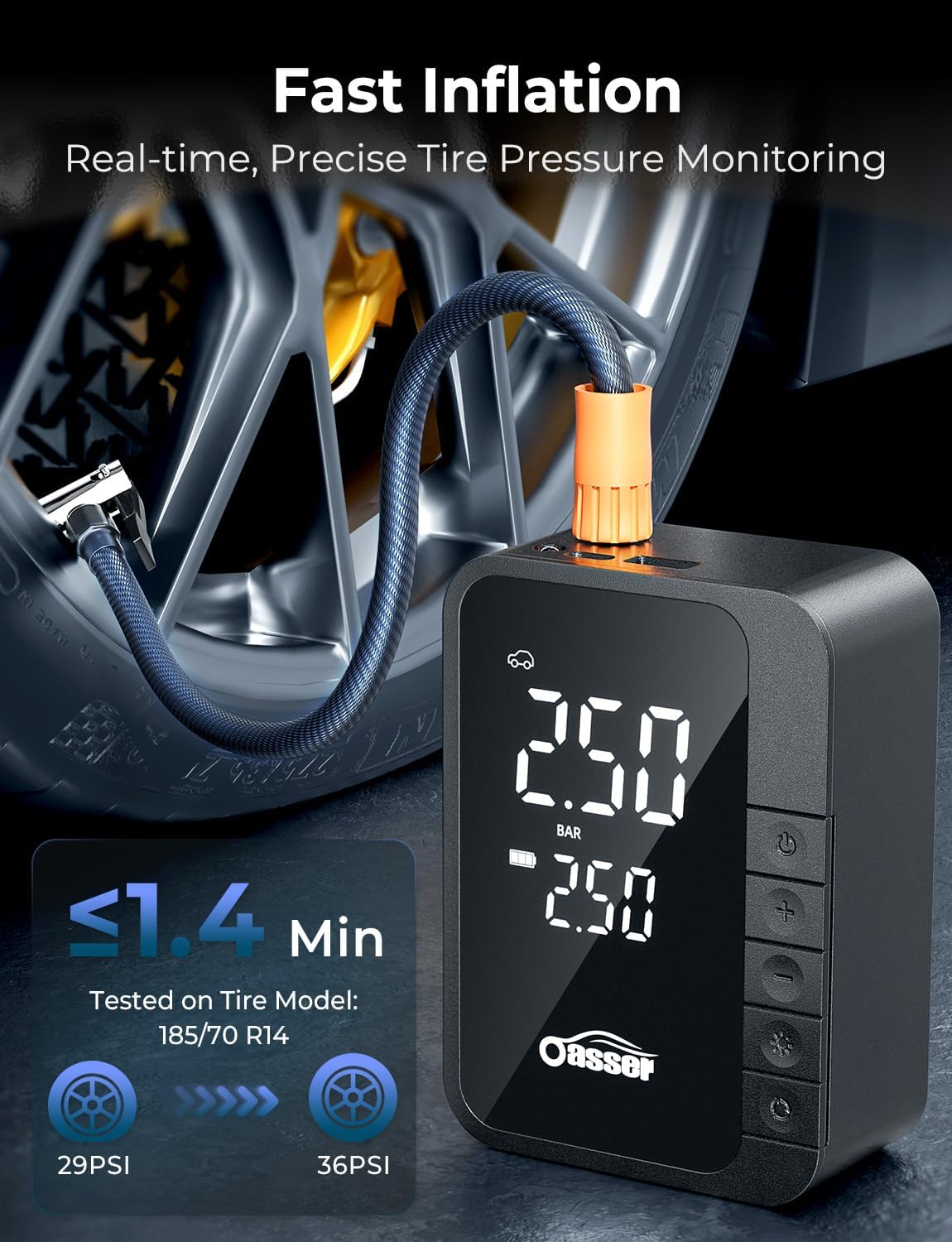 Oasser Tire Inflator Portable Air Compressor Air Pump for Car Tires