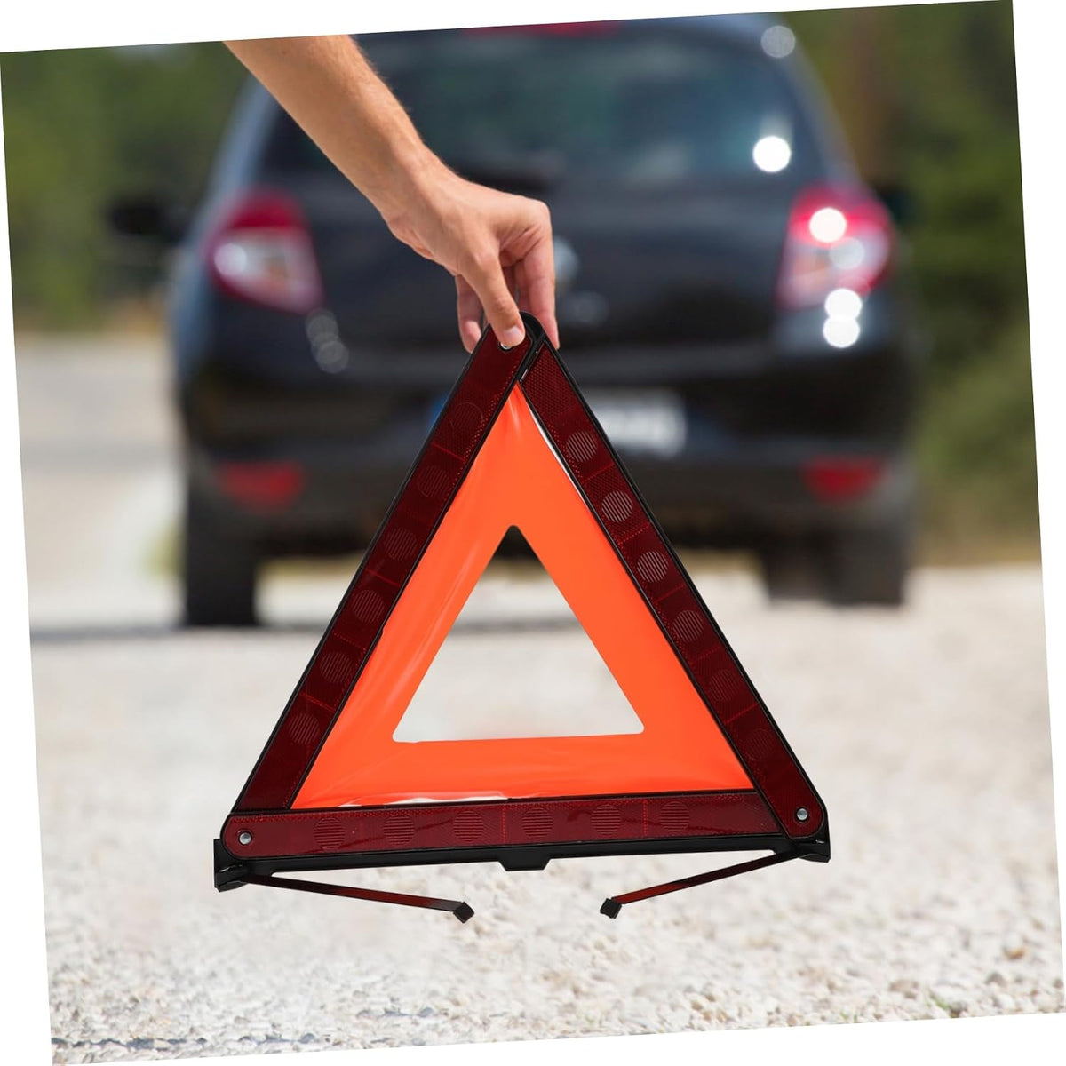 Cabilock 3 Pcs Emergency Warning Triangle Kit Reflective Warning Sign for Vehicles Portable and Collapsible Roadside Safety Triangles Stable Base for Day Night Visibility