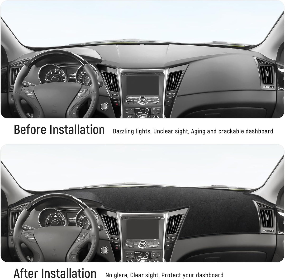 Dash Cover for Hyundai Sonata 2014 2013 2012 2011 Accessories Flannel Dashboard Cover Dash Mat Center Console Cover Sunshield Protector Pad