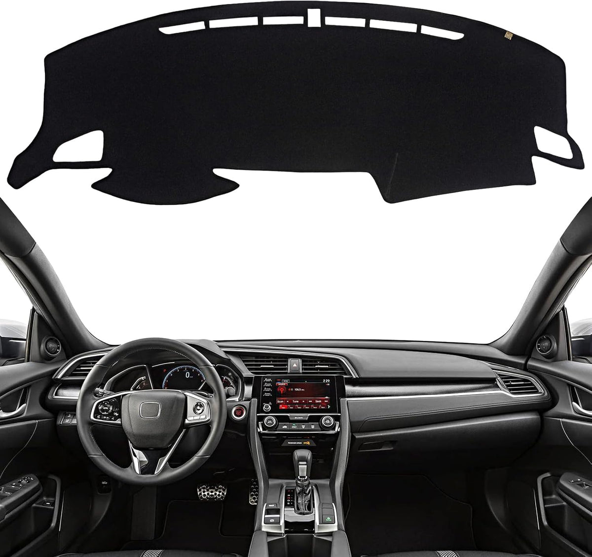 Dashboard Cover Dash Mat Fit for Ho-nda Civic 2021-2016 (Without HUD Models),Car Dash Board Mat Anti-Glare Carpet,Non-Slip Pad Sunshield Protector (Black)