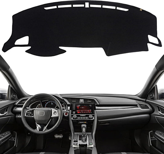 Dashboard Cover Dash Mat Fit for Ho-nda Civic 2021-2016 (Without HUD Models),Car Dash Board Mat Anti-Glare Carpet,Non-Slip Pad Sunshield Protector (Black)