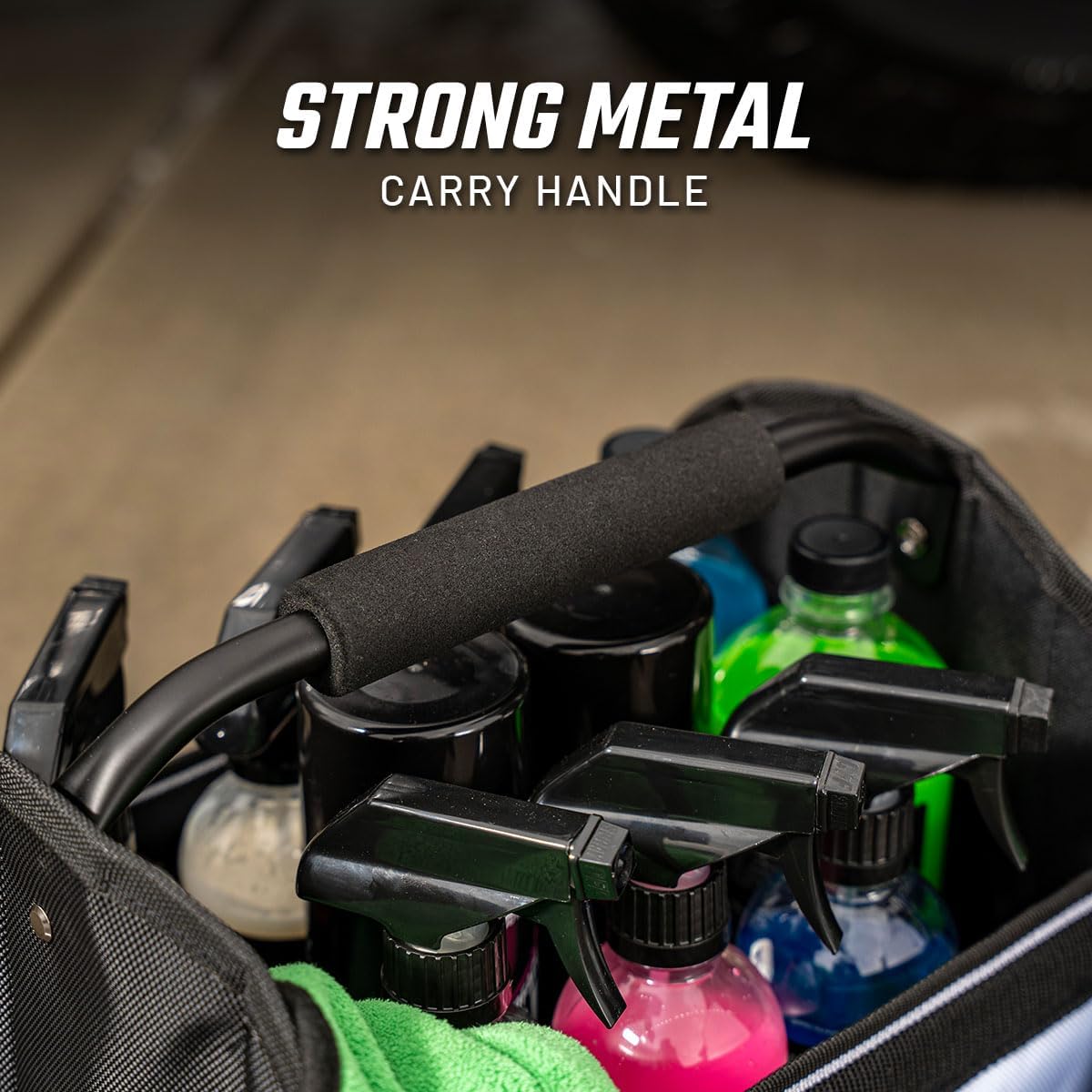 Slick Products Mobile Detailing Storage Caddy – Car Wash Organizer Tote for Detailing Supplies, Tools & Cleaning Products – Heavy-Duty Portable Storage with Carry Handle