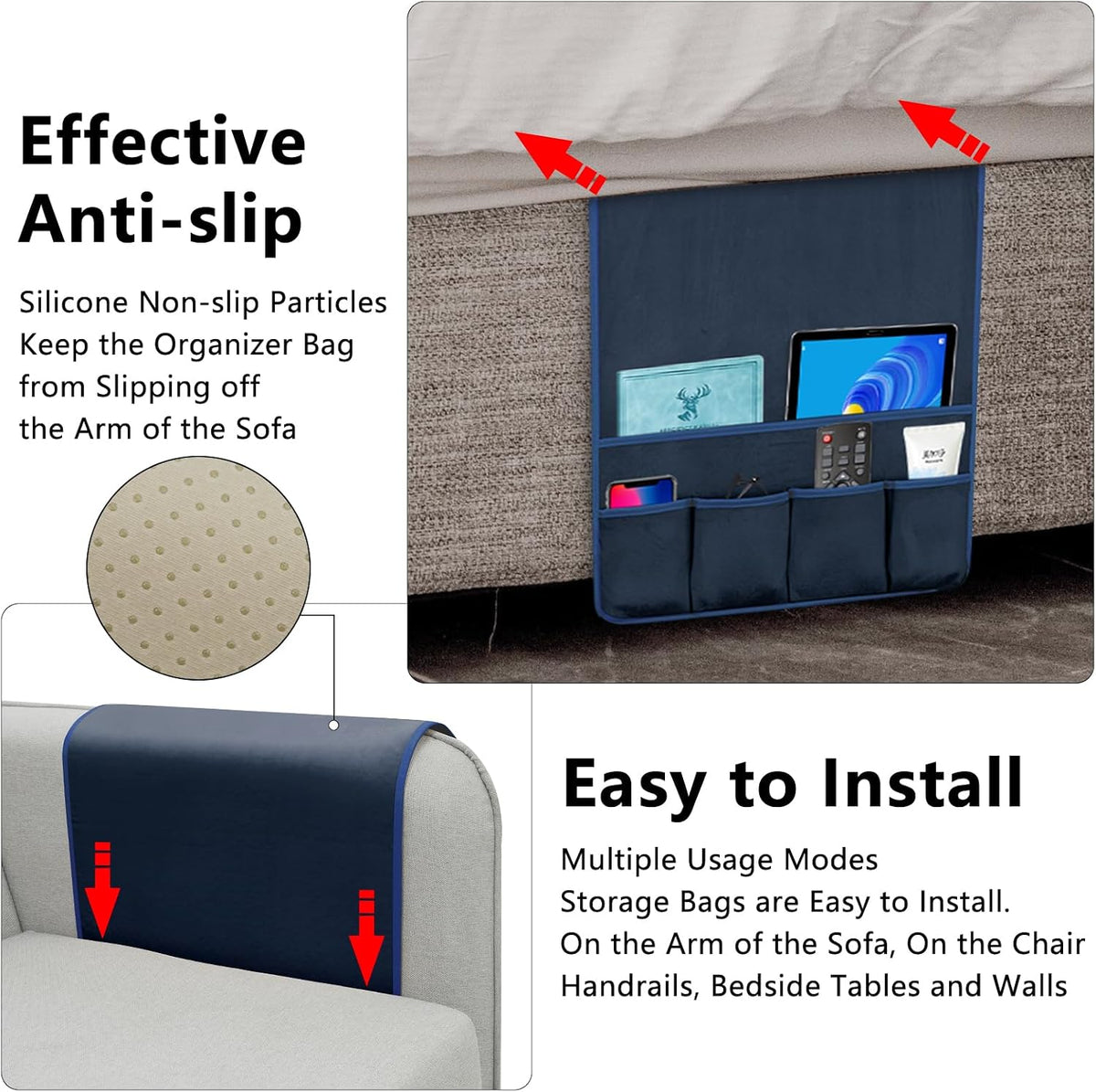 Remote Control Holder for Armchair Caddy, Remote Holder with 5 Pockets