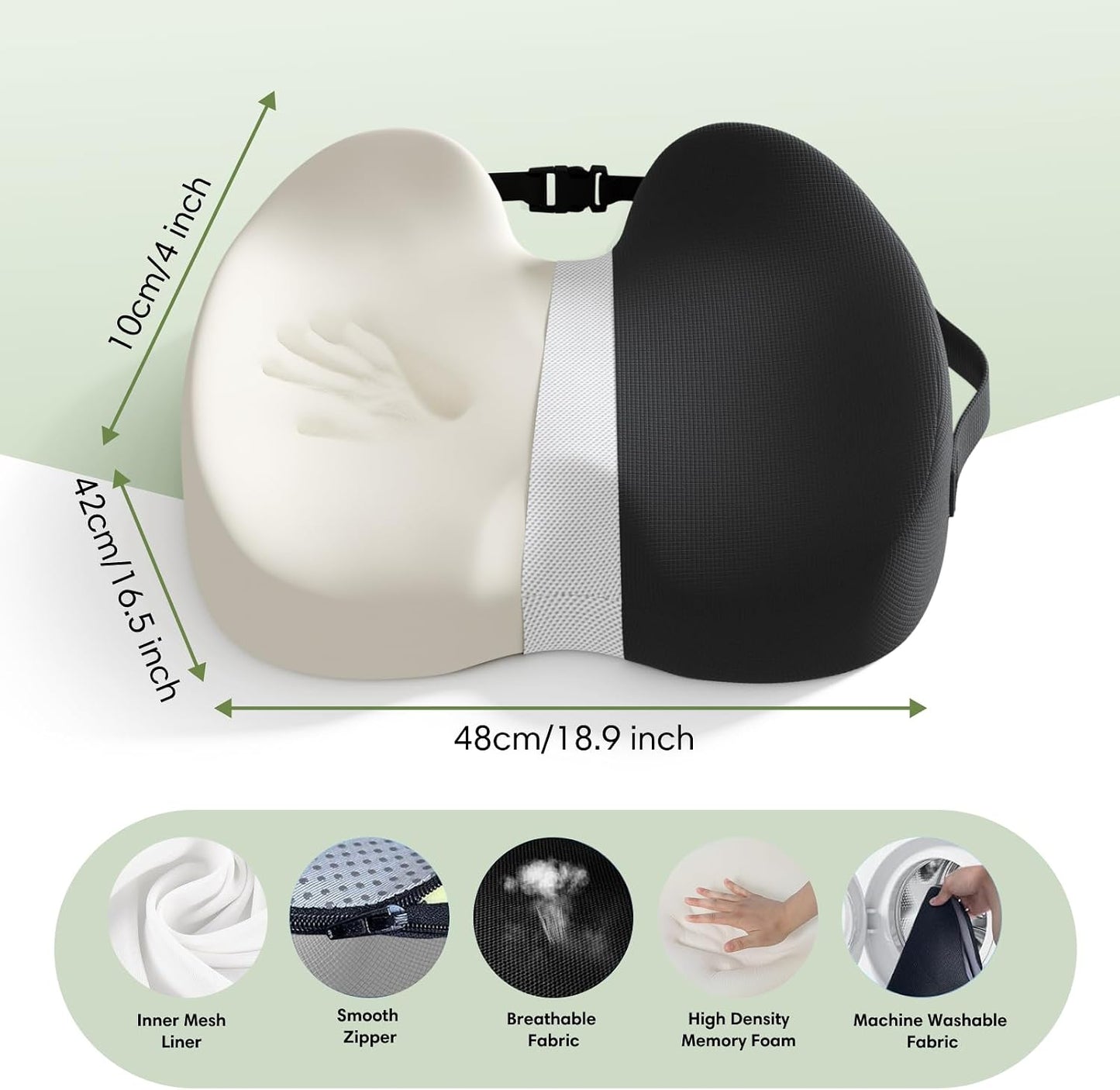 Car Seat Cushion, Memory Foam Seat Cushion for Truck Drivers, Car Seats, Travel & Wheelchair, Sciatica Ease & Tailbone Pain Relief Pillow for Long Sitting Comfort