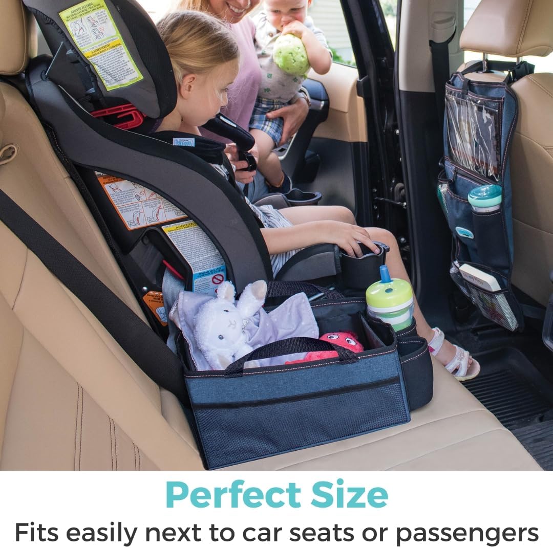 Toddleroo by North States - Car Organizer Caddy: Portable Diaper Caddy for Car - Baby Car Organizer & Storage - Navy