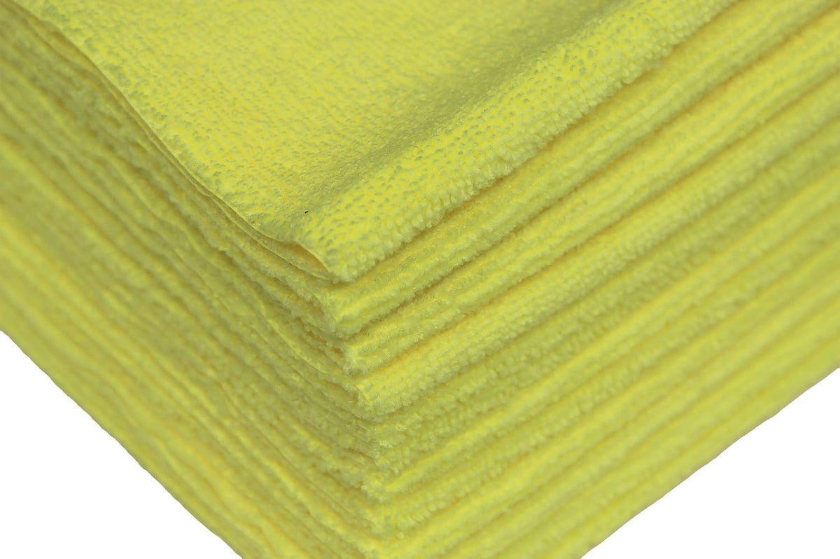 Detailer's Preference Premium Edgeless Microfiber Towels, 350 GSM, Ultra Soft, Lint-Free, Streak-Free, Scratch-Free, Highly Absorbent, for Auto, Home, and Detailing,16x16, 12-Pack, Yellow