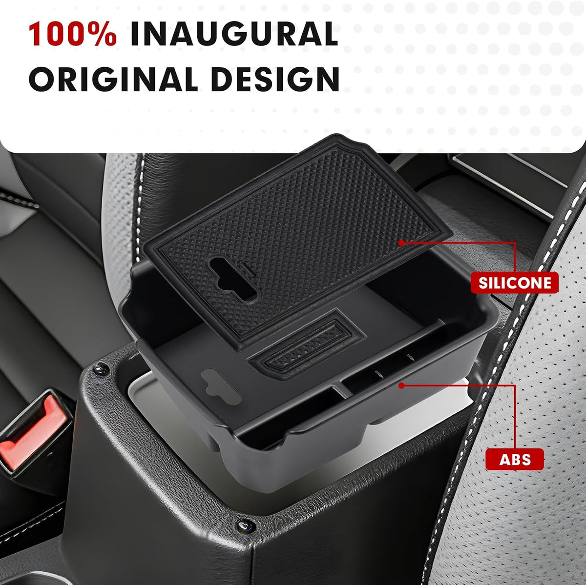 Autorder Center Console Organizer for 2022-2026 Volkswagen Taos/ 2018-2024 VW Tiguan,Taos/Tiguan Interior Accessories Armrest Storage Box Secondary Insert Tray with Non-Slip Silicone Mats