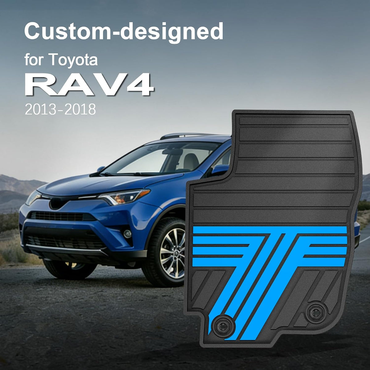 TTX LIGHTING Floor Mats for Toyota RAV4 2013-2018, Electric Blue