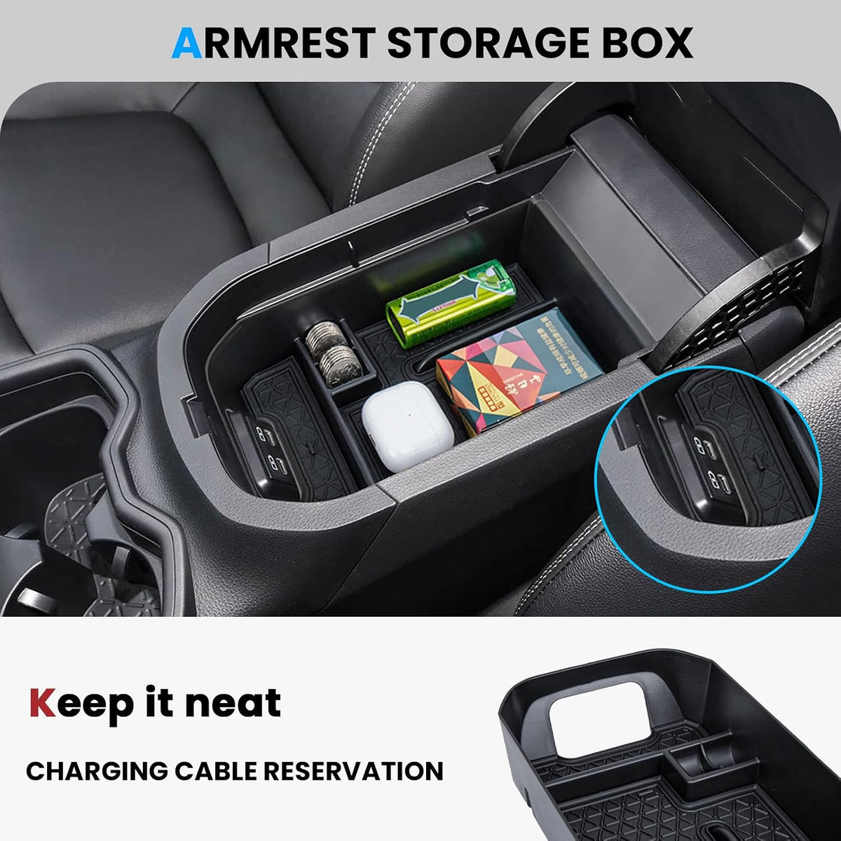 3PCS Center Console Organizer for 2019-2025 Toyota RAV4 Accessories