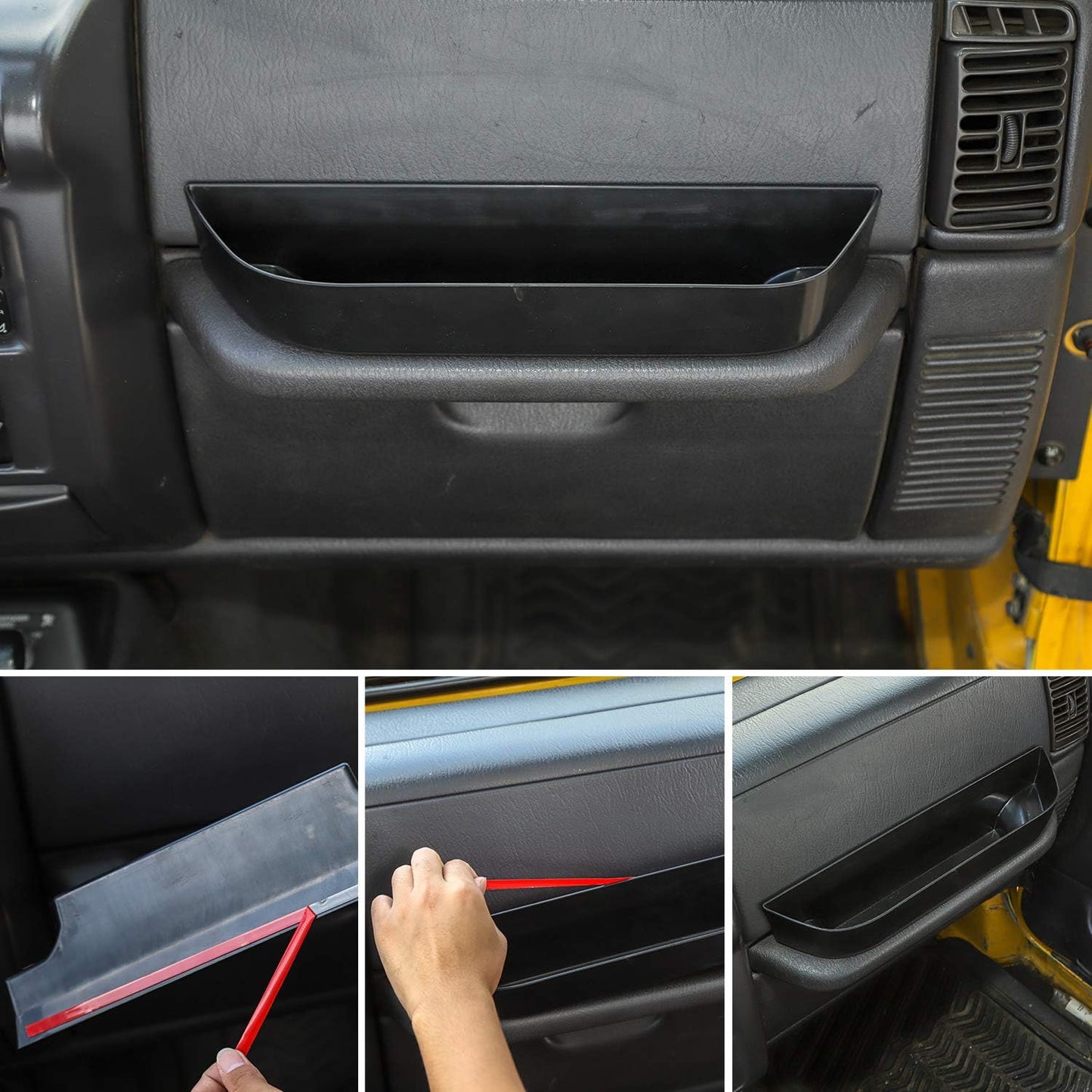 JeCar TJ GrabTray Passenger Storage Tray Organizer Grab Handle Accessory Box for 1997-2006 Jeep Wrangler TJ 2-door/4-door, Interior Accessories, Black