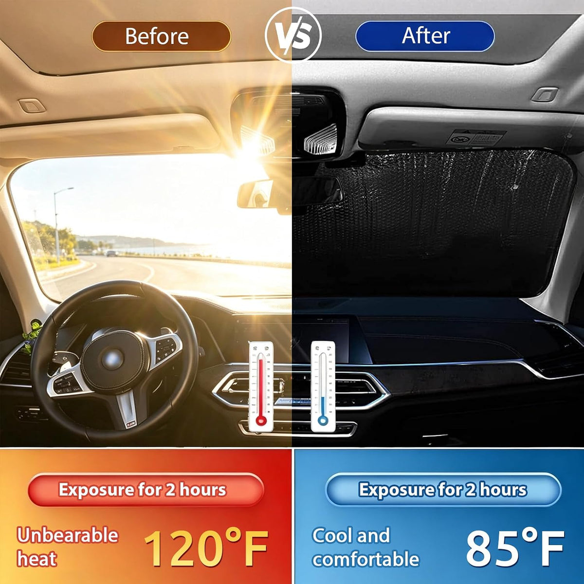 Custom Windshield Sun Shade with Personalized Photo Logo & Text