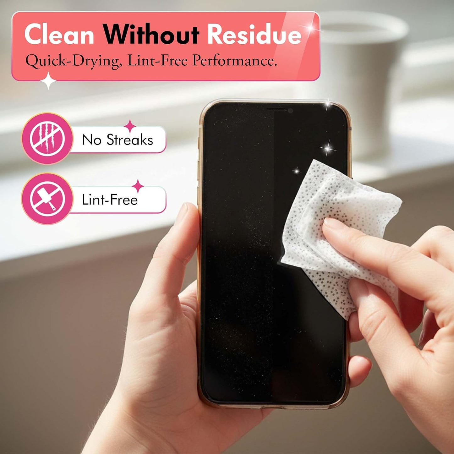 Well-Kept Tech & Lens Wipes - Eyeglass, Screen & Phone Cleaning, Multi-Surface, Lint-Free, Pre Moistened, Streak-Free & Non Scratching - NEW Size - All Smiles Canister, (120 Count)