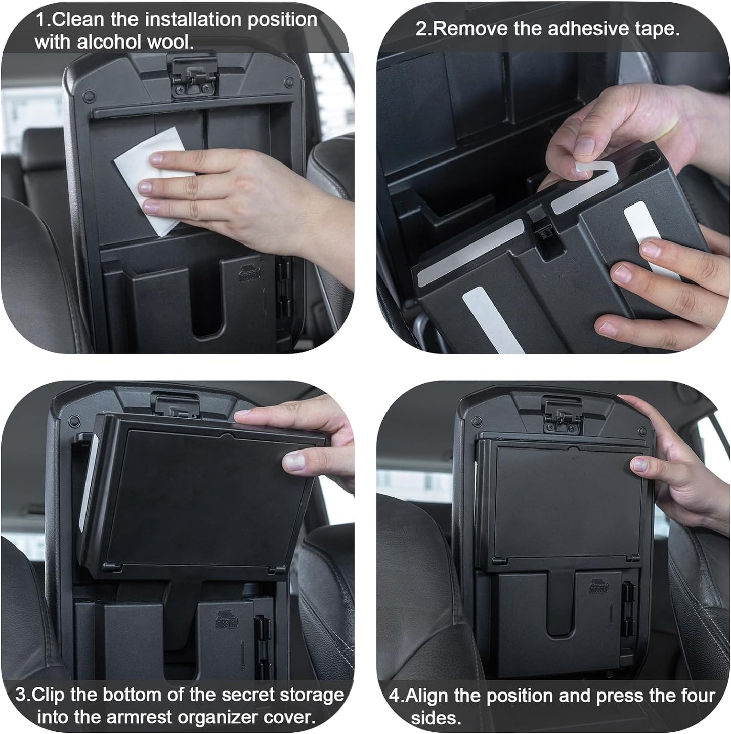 JDMCAR One-Touch Hidden Storage Box Compatible with Toyota 4Runner Accessories 2010-2023 2024 Center Console Organizer