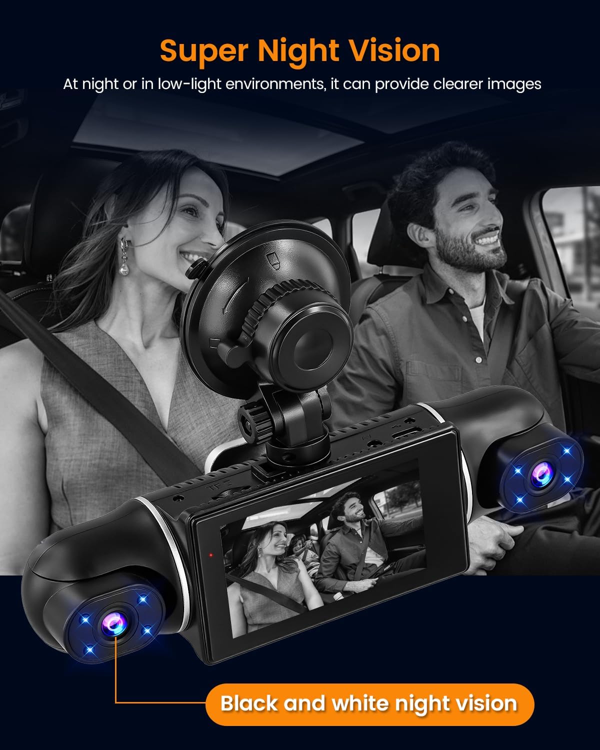 360 View 4 Channel Dash Cam Front and Rear Left Right Camera for Cars