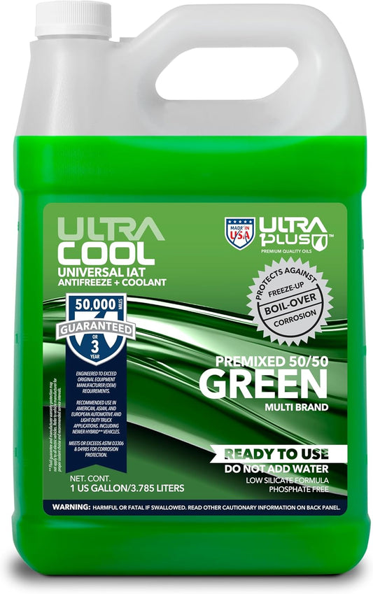 ULTRA 1PLUS UltraCool Universal Antifreeze + Coolant Green PREMIXED 50/50 (1 Gallon - 4 QTS)