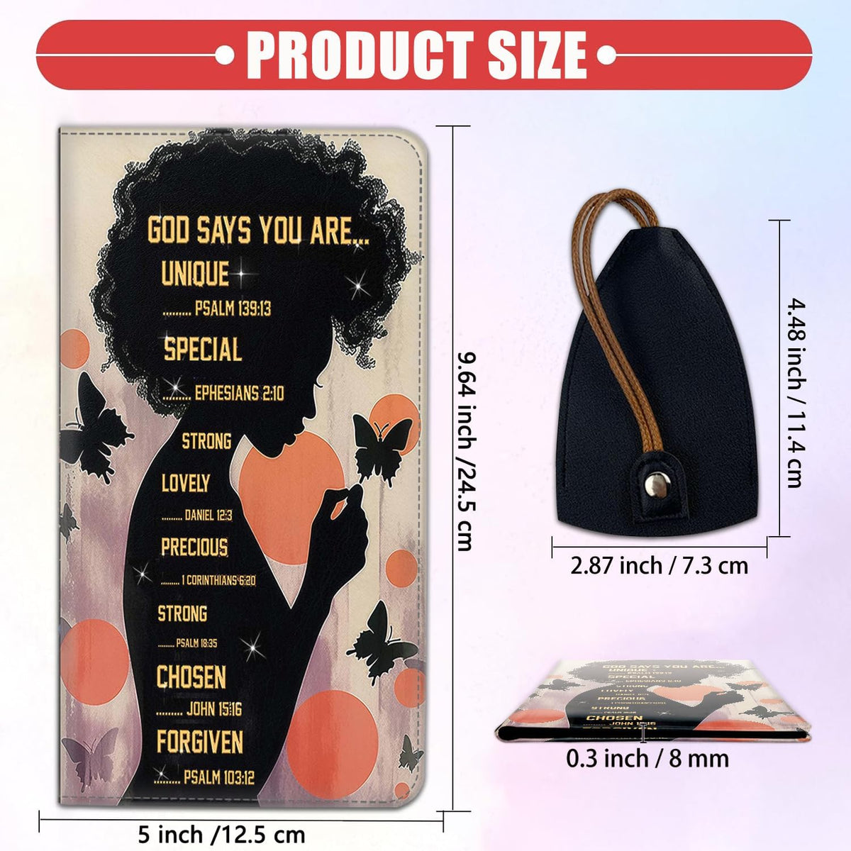 Car Document Holder with Magnetic Shut, Car Registration & Insurance Card Holder, PU Leather Glove Box Organizer Vehicle Accessories Driver License for Women/Men, African Black Woman Butterfly