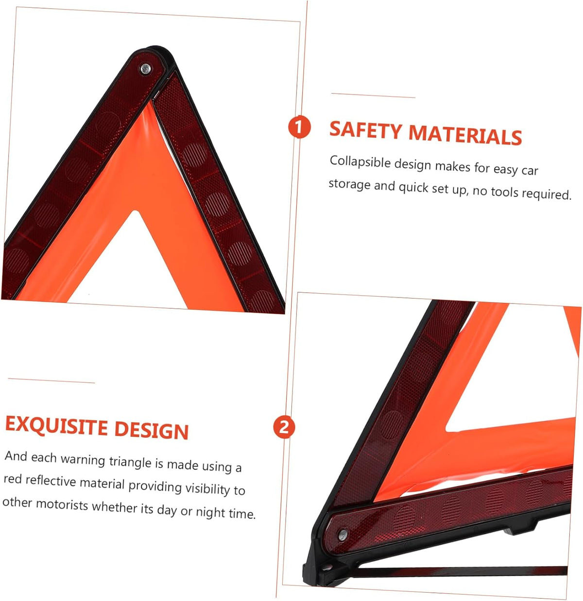 Cabilock 3 Pack Red Roadside Warning Triangles for Car Safety