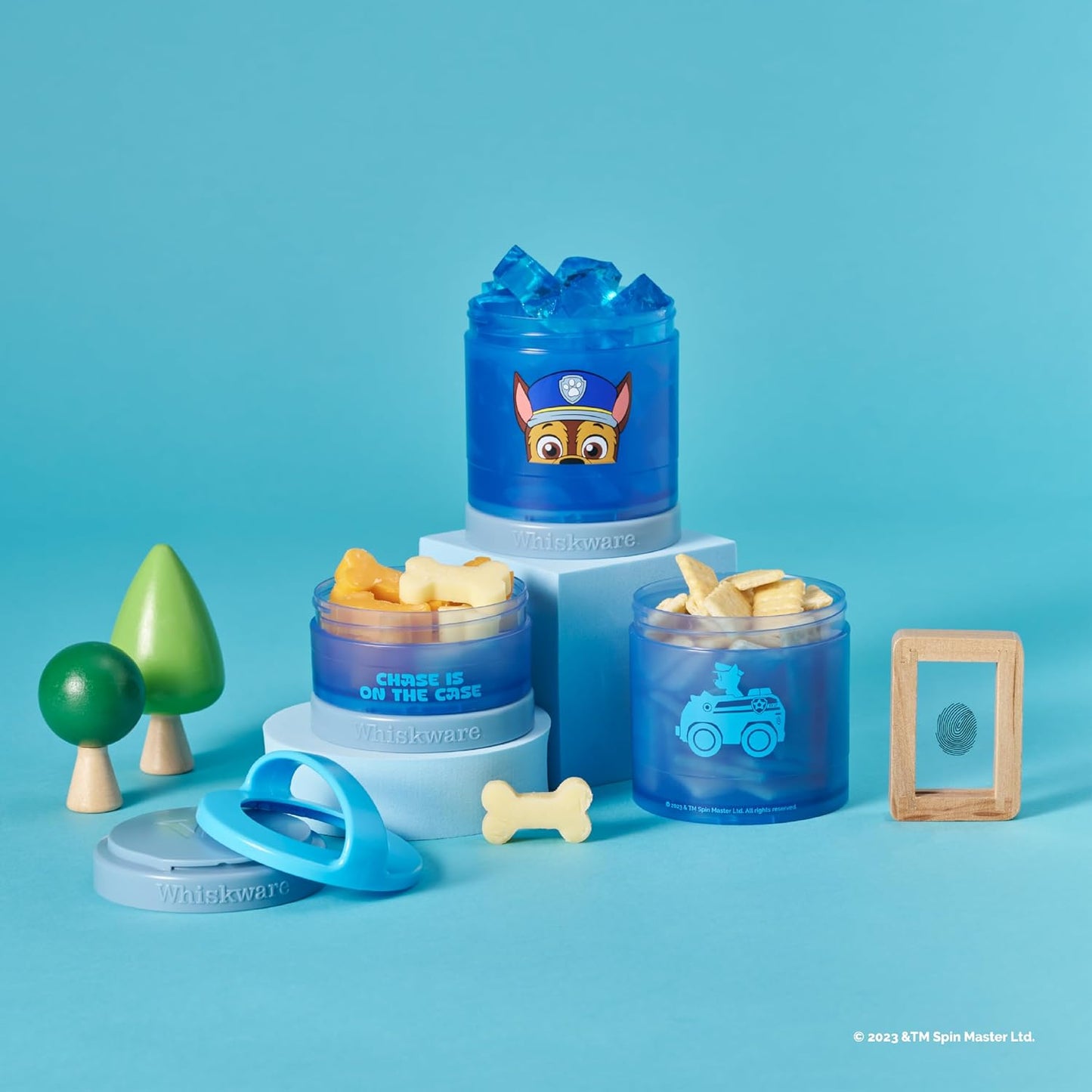 Whiskware Paw Patrol Stackable Snack Containers for Infants, Kids, and Toddlers, Durable Food Storage Containers for Daycare, Car, and Airplane Travel, Dishwasher Safe, Chase