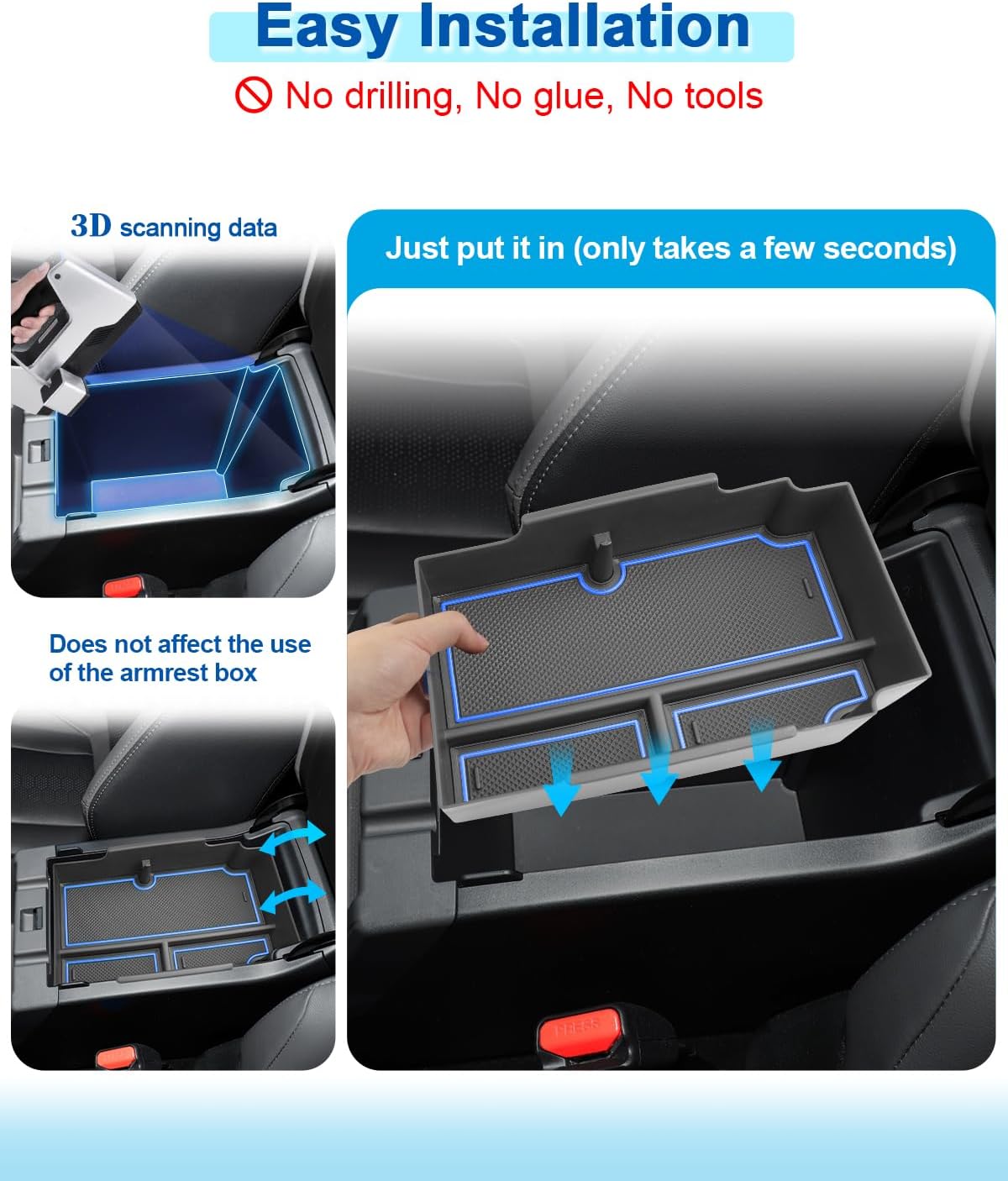 2024 2025 2026 Crosstrek Center Console Organizer for Subaru Crosstrek (Base/Premium/Sport/Limited/Wilderness), Durable ABS Console Tray Insert 2026 Crosstrek&Impreza Accessories (Blue)