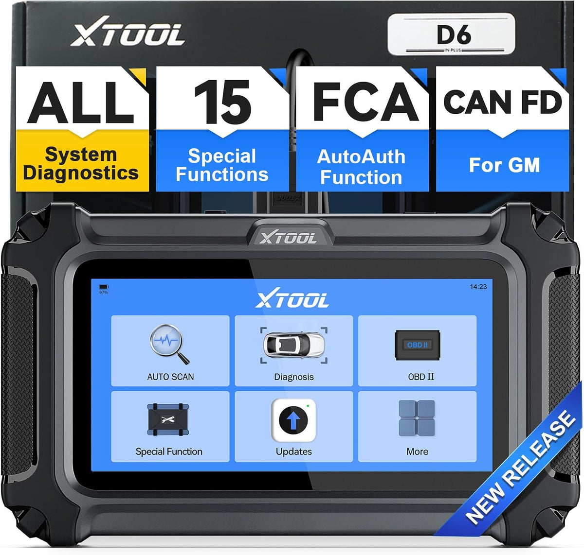 XTOOL D6 OBD2 Scanner Engine ABS SRS Transmission All System Car Scanner