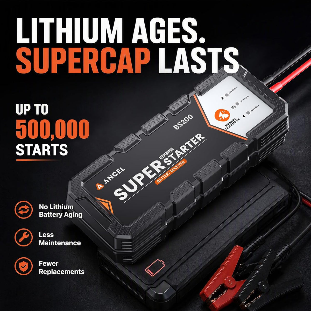 ANCEL BS200 Super Starter, Permanently Connected Jump Starter System
