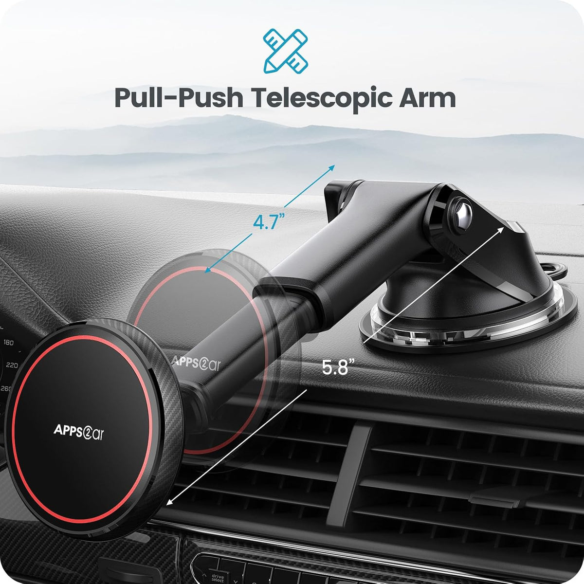 APPS2Car Magnetic Car Mount for MagSafe, Dashboard and Windshield Holder
