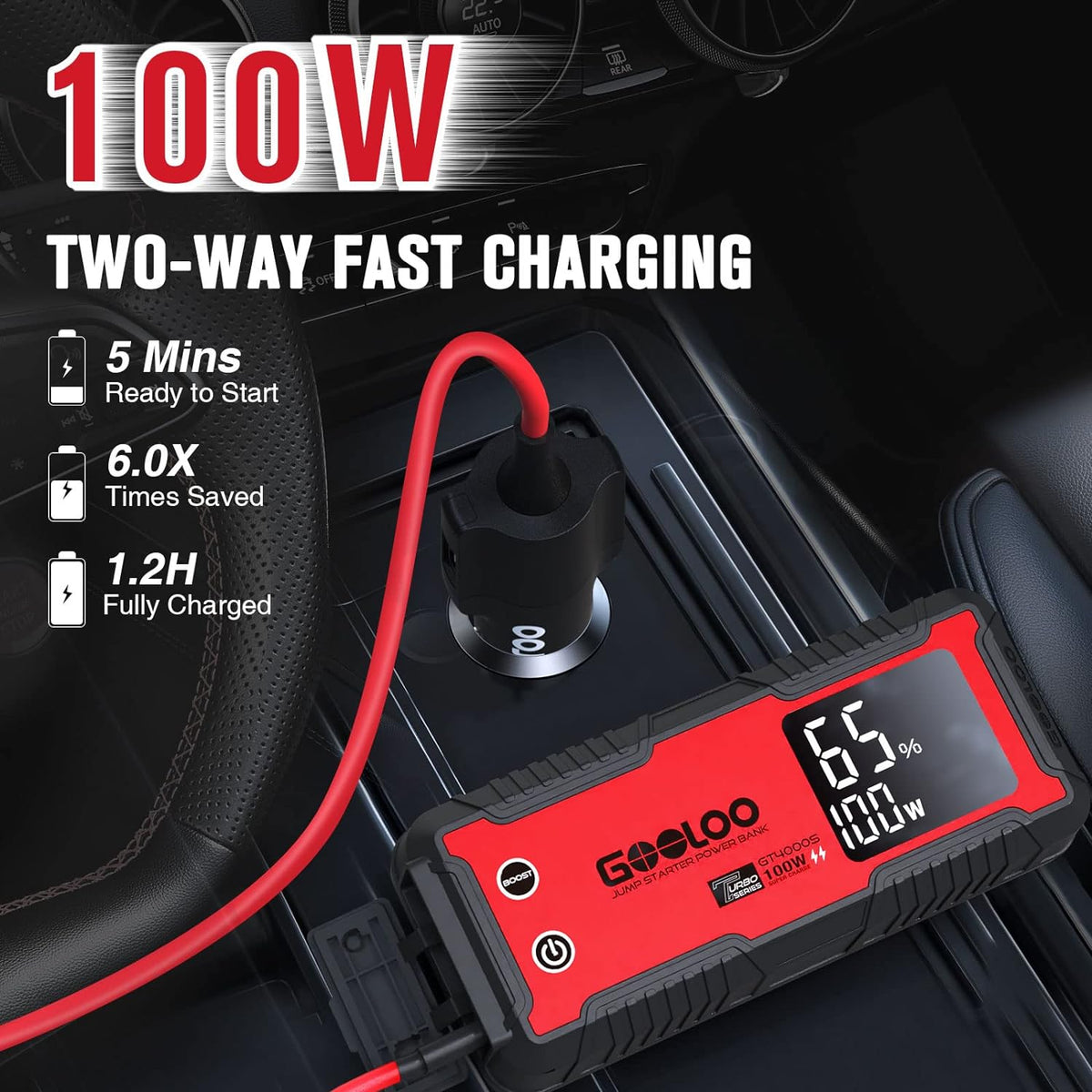 GOOLOO GT160 Tire Inflator Portable Air Compressor for Car Motorcycle Bike Ball & GT4000S Car Battery Charger Jump Starter for 12 Volt Automotive Batteries