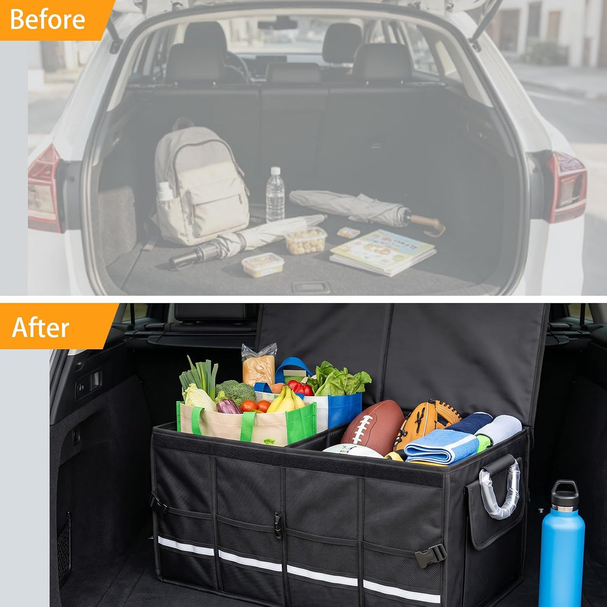 Trunk Organizer With Lid For SUV Car Trunk Foldable Oxford Storage