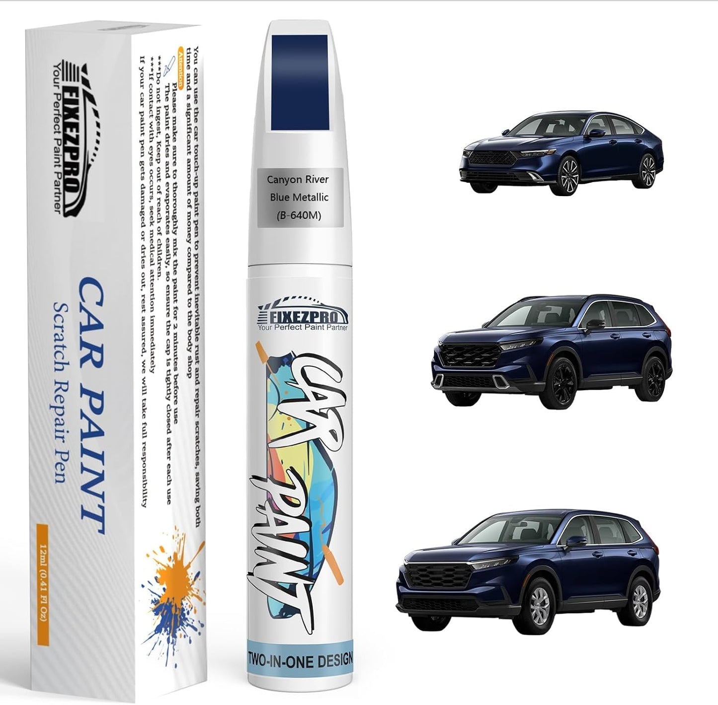 B-640M Canyon River Blue Metallic Car Touch Up Paint for Honda, Color Match Auto Paint Repair Pen,Professional Car Scratch Repair Remover Pen Quick Drying, Easy to Use and Fix