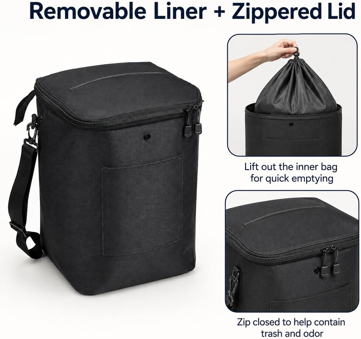 Boat Trash Can, Portable Boat Trash Bag, Reusable Garbage Bag, Easy to Install & Clean, 3.96 Gallons Multi-Purpose Boating Equipment Accessories