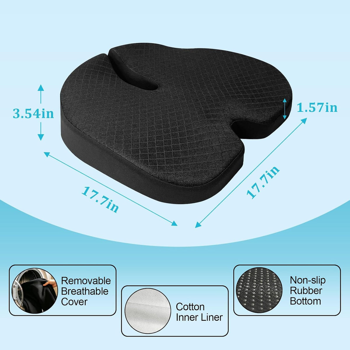 Car Seat Cushion - Premium Gel & Memory Foam Office Chair Cushions for Back,Sciatica,Coccyx,Tailbone Pain Relief, Driver Pillow for Auto, Gaming,Desk, Wheelchair,Truck (Black)
