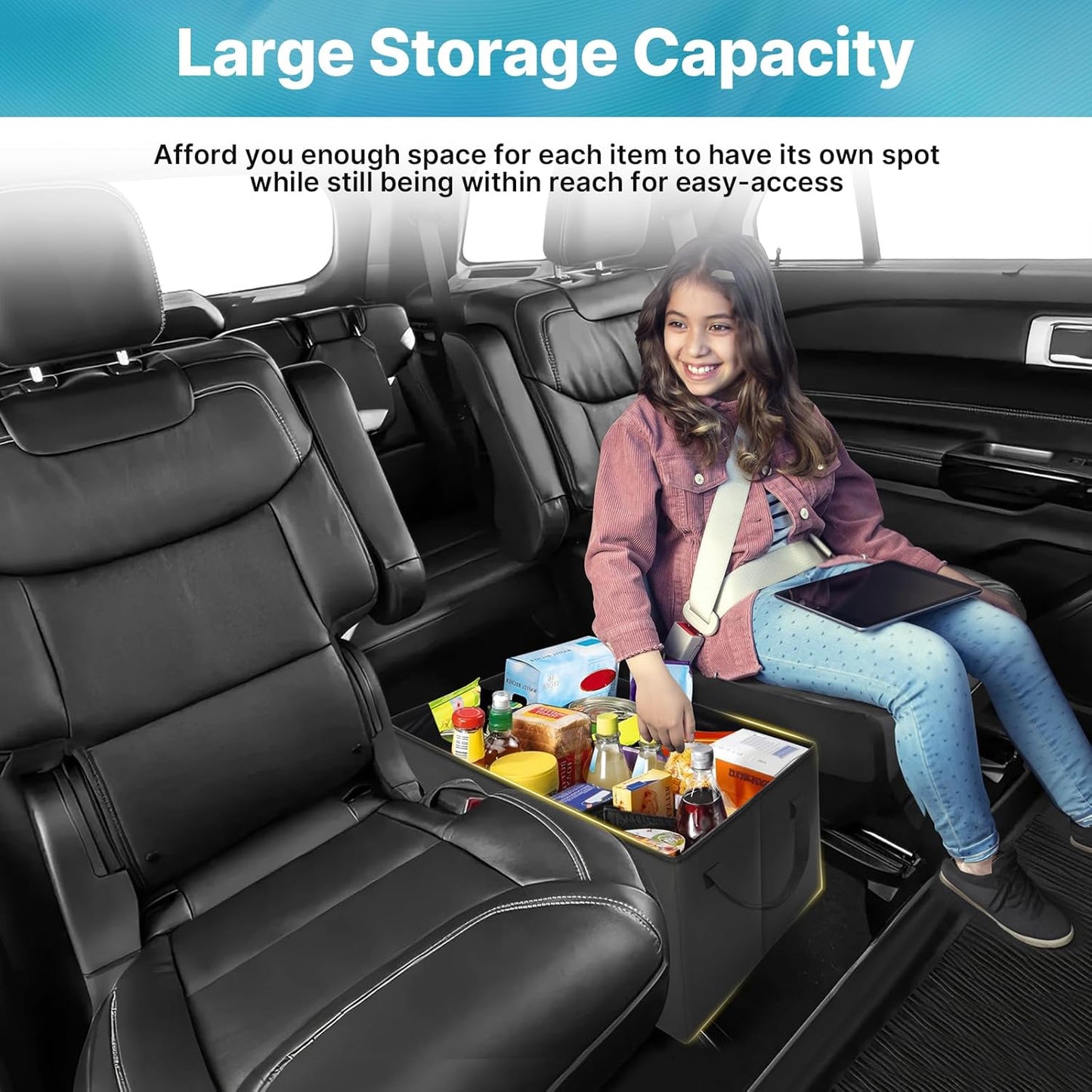 Mixsuper Liner Car Seat Organizer Ford Explorer with Cup Holders Ford Explorer Console Organizer 2020-2025 2026 Explorer Accessories Organizer for Explorer Seat Aisle Storage Box for Kids Travel
