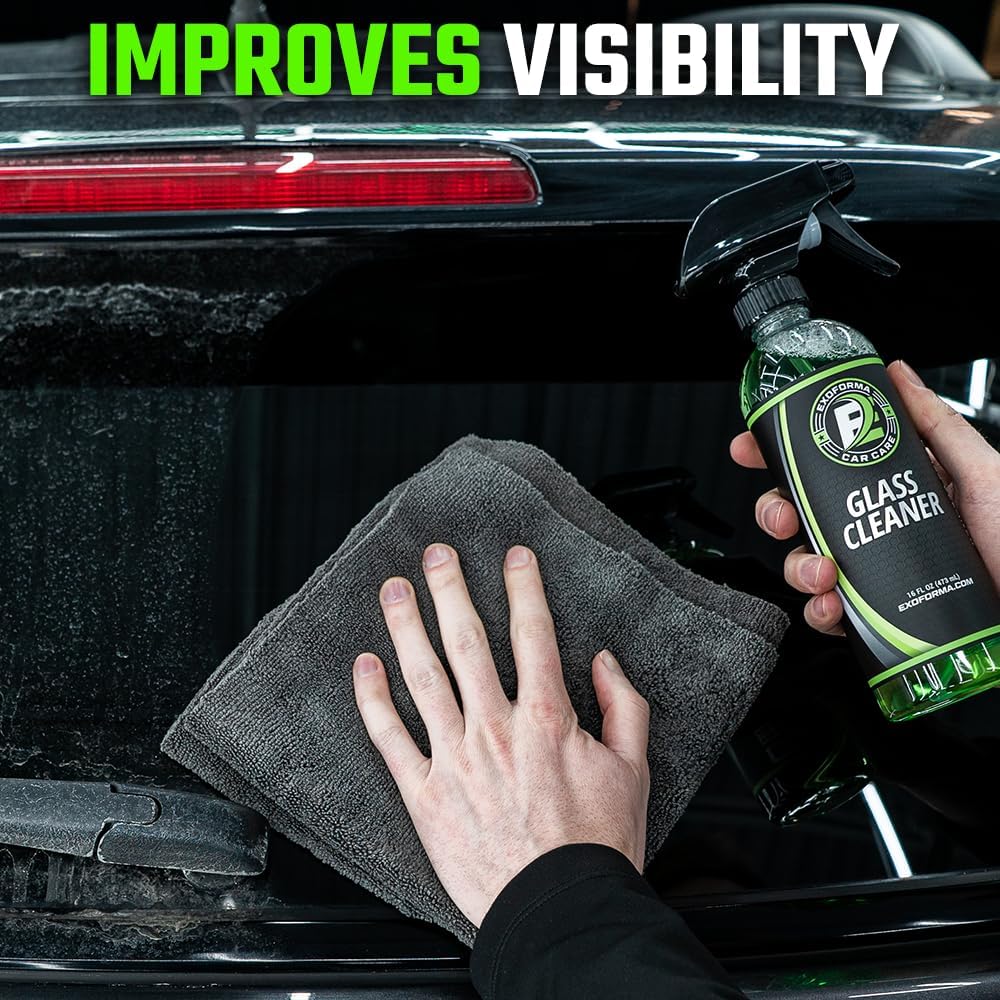 ExoForma Glass Cleaner - Streak Free Window & Glass Cleaner | Crystal Clear Finish | Safe On Window Tint, Nav Screes, Mirrors & More | 16 oz