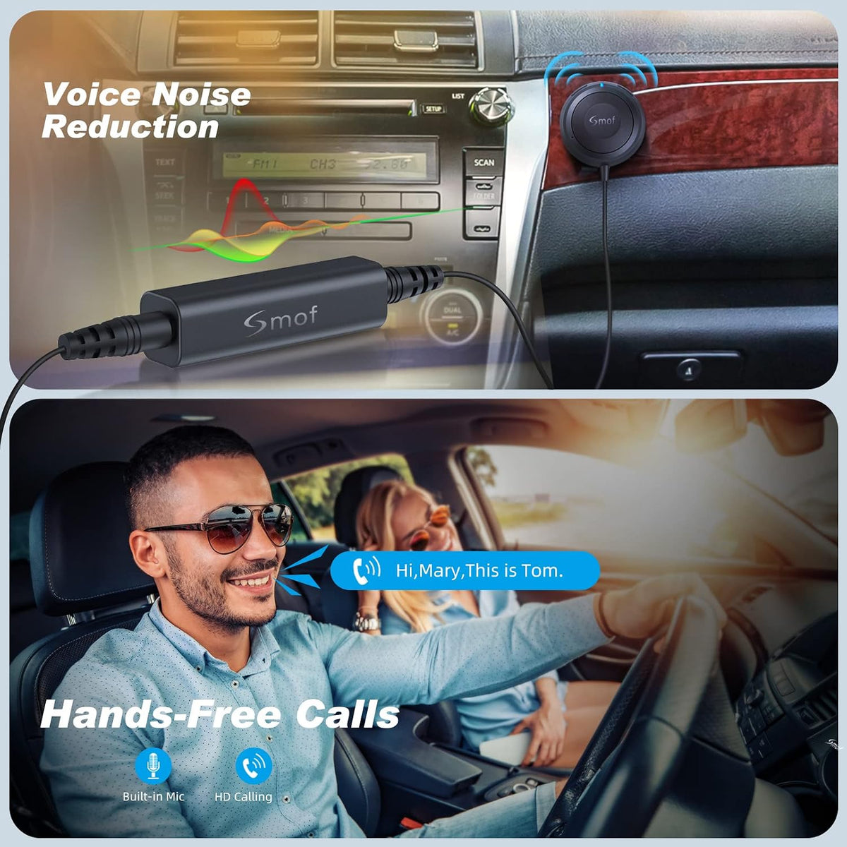 Smof Bluetooth Aux Car Adapter, BT5.2 Audio Receiver for Car/Home Stereo