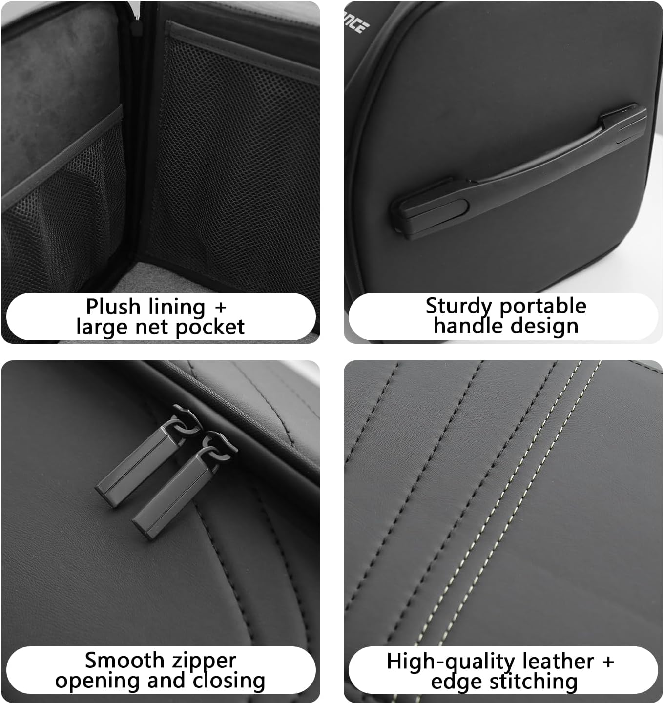 TOPABYTE Car Trunk Organizer with Lid Capacity Collapsible Bag Black, Small | Boot Organization Waterproof Foldable Durable Premium Leather Storage Box Cargo for BMW Jeep SUV Sedan Truck Accessories