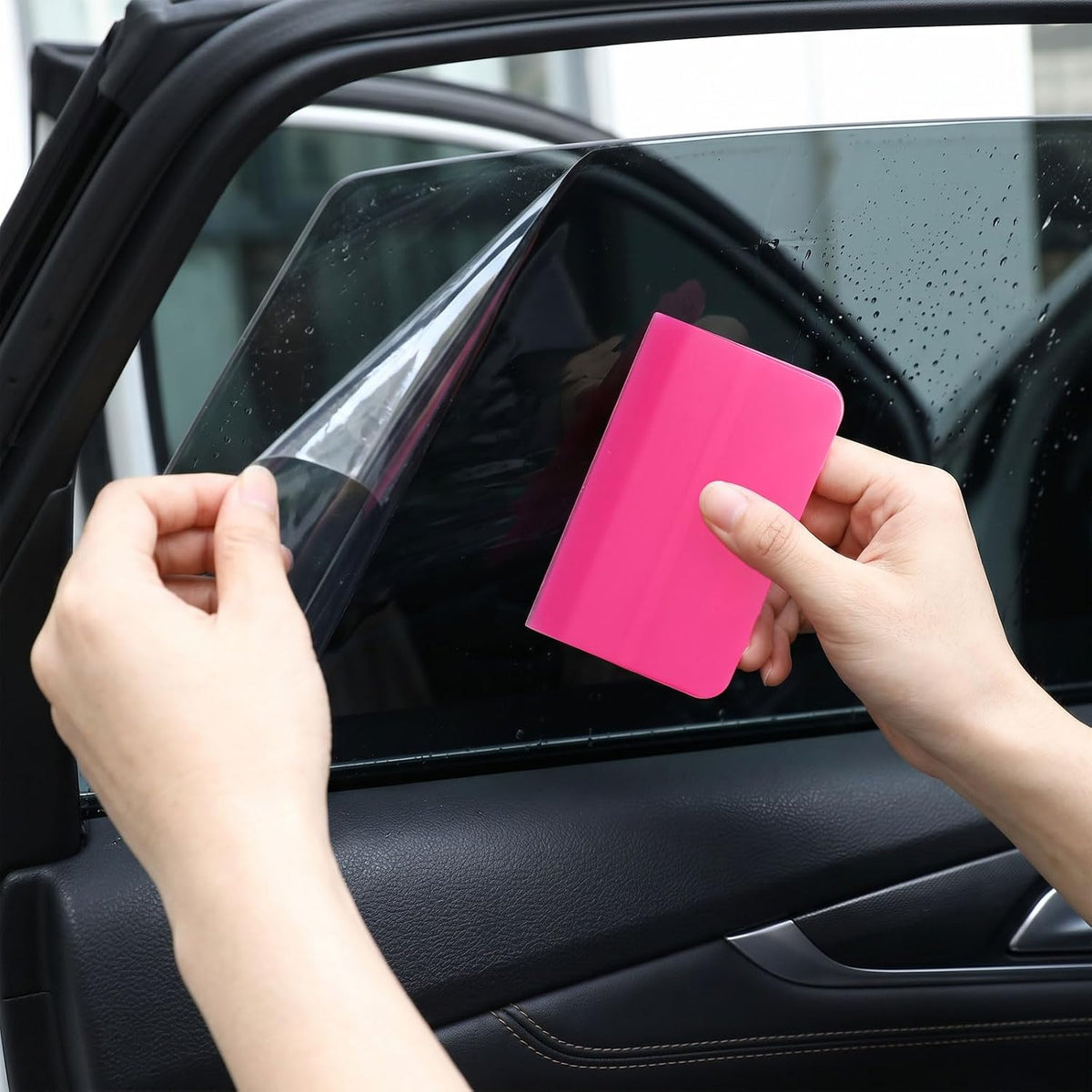 7pcs TPU PPF Squeegee Kit for Car - Anti-Scratch Soft Rubber Squeegee for Vinyl Wrap, Window Tint Tools, Paint Protection Film & Household Cleaning - Pink