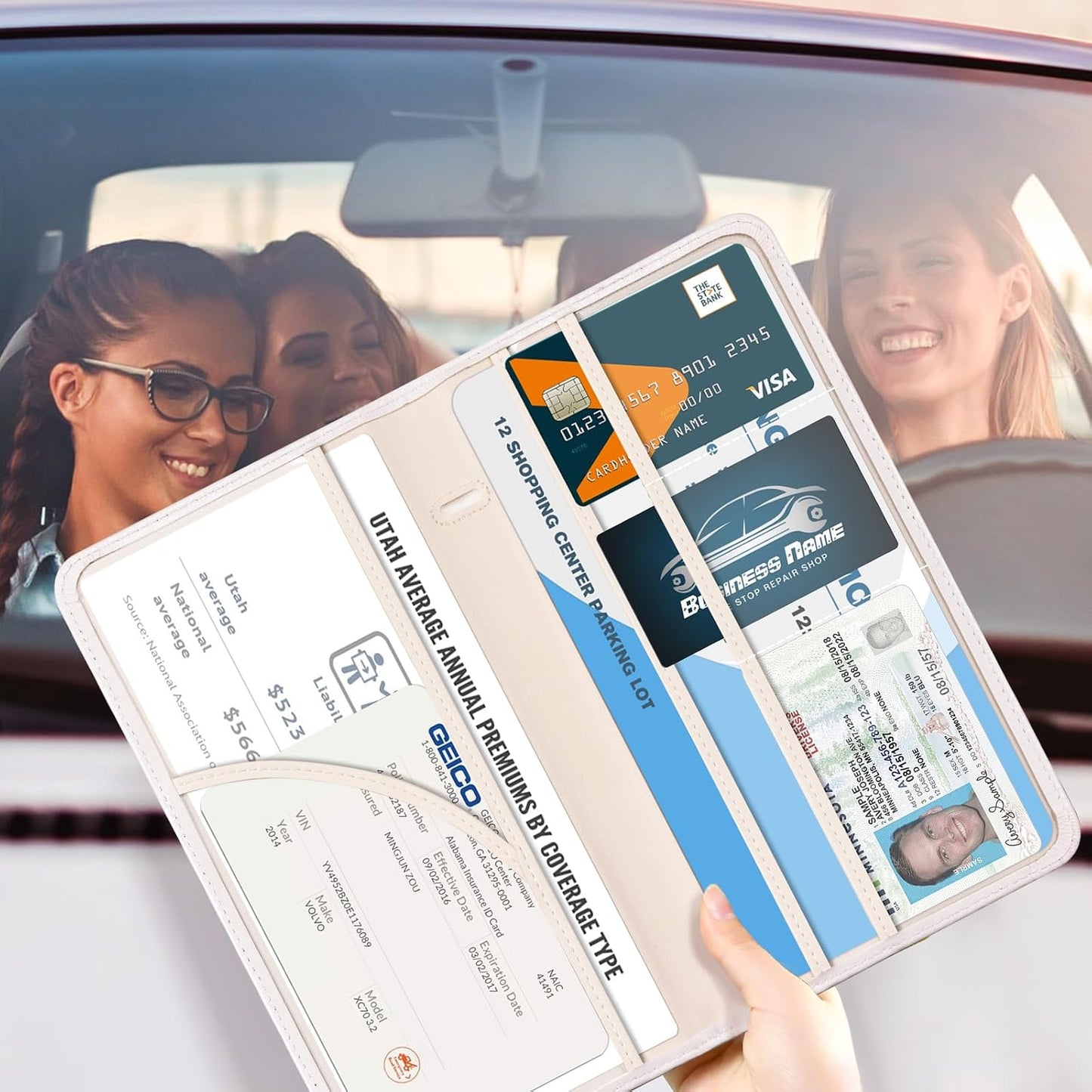 CoBak Car Registration and Insurance Holder | Vehicle Glove Box Organizer, Auto Truck Compartment Document Case with Magnetic Closure for Insurance & Driver License