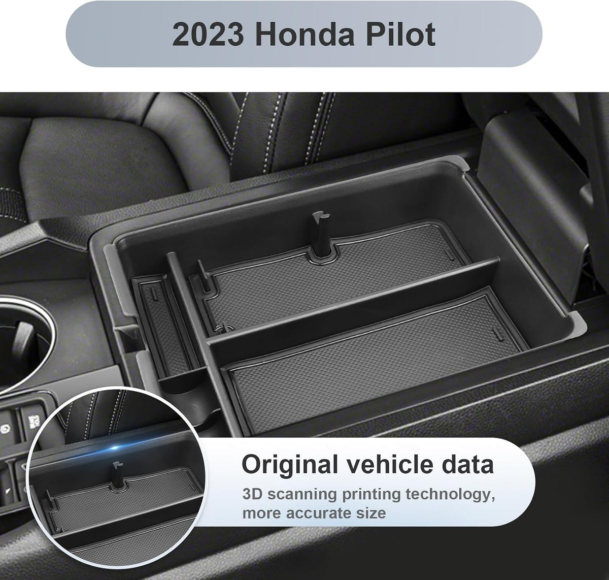 SKTU for 2025 2026 Honda Pilot Center Console Organizer 2023-2026 Pilot/ 2024-2026 Passport Armrest Tray 2025 2026 Passport Console Tray 2024 2025 2026 Pilot Accessories with Sunglasses Holder (Black)