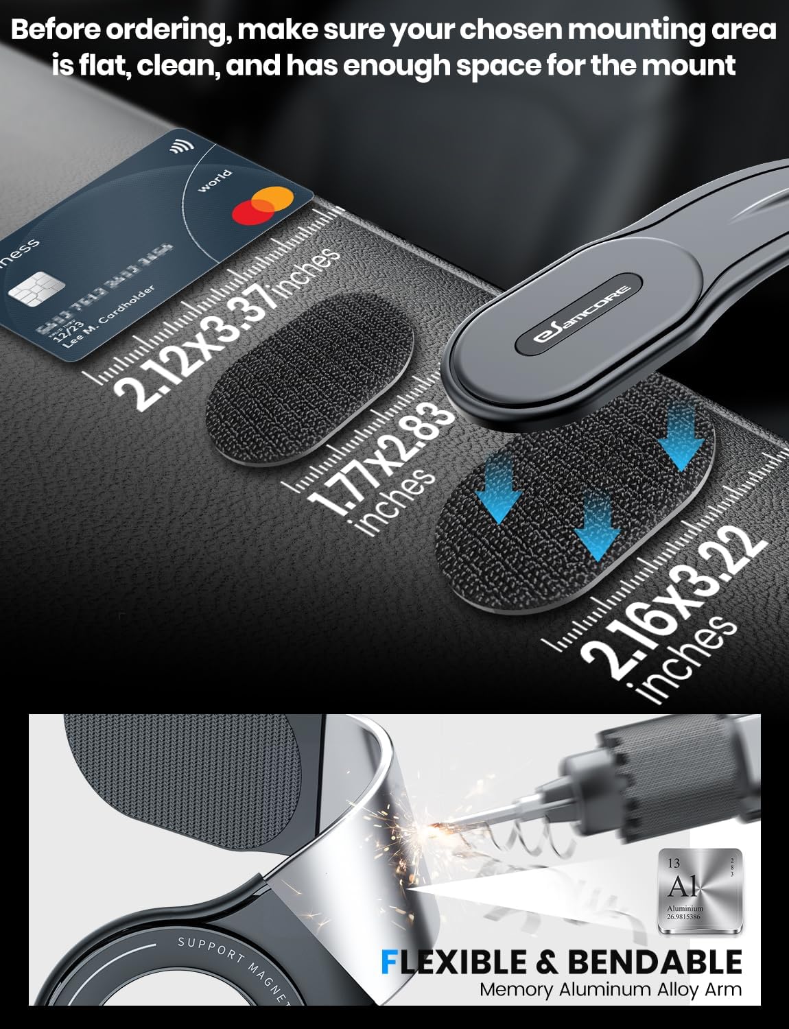 MagSafe Car Mount Detachable, Bendable Magnetic Phone Holder for Car