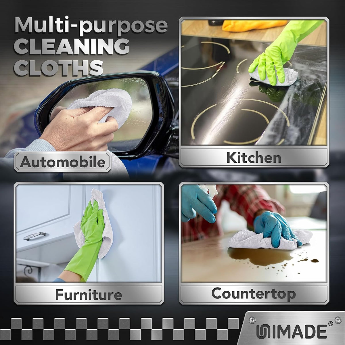 UNIMADE Shop Towels, 100 Pack Commercial Grade Work Rags Microfiber Towels