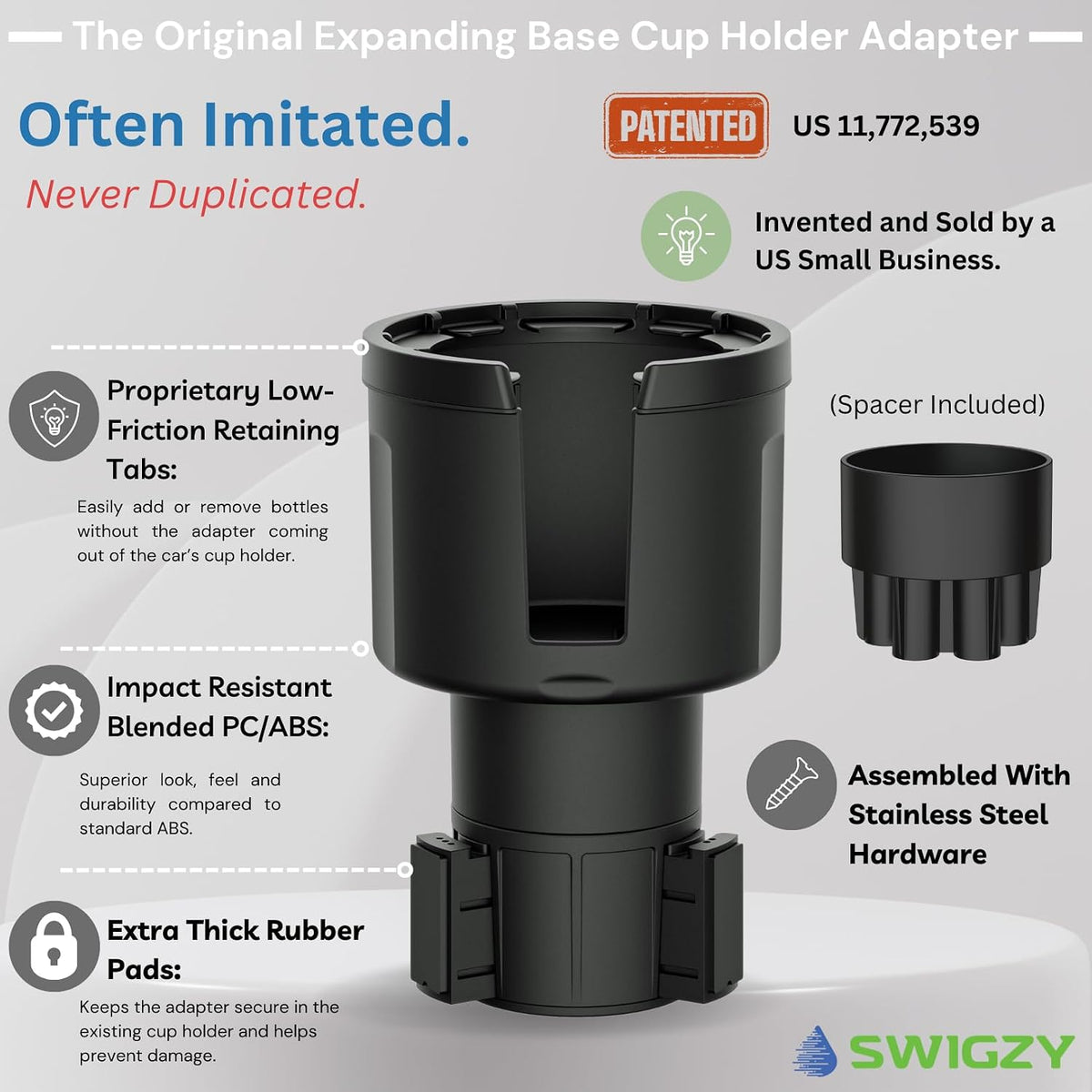 Swigzy Car Cup Holder Expander, Long Base Adapter Extender Bottle Insert