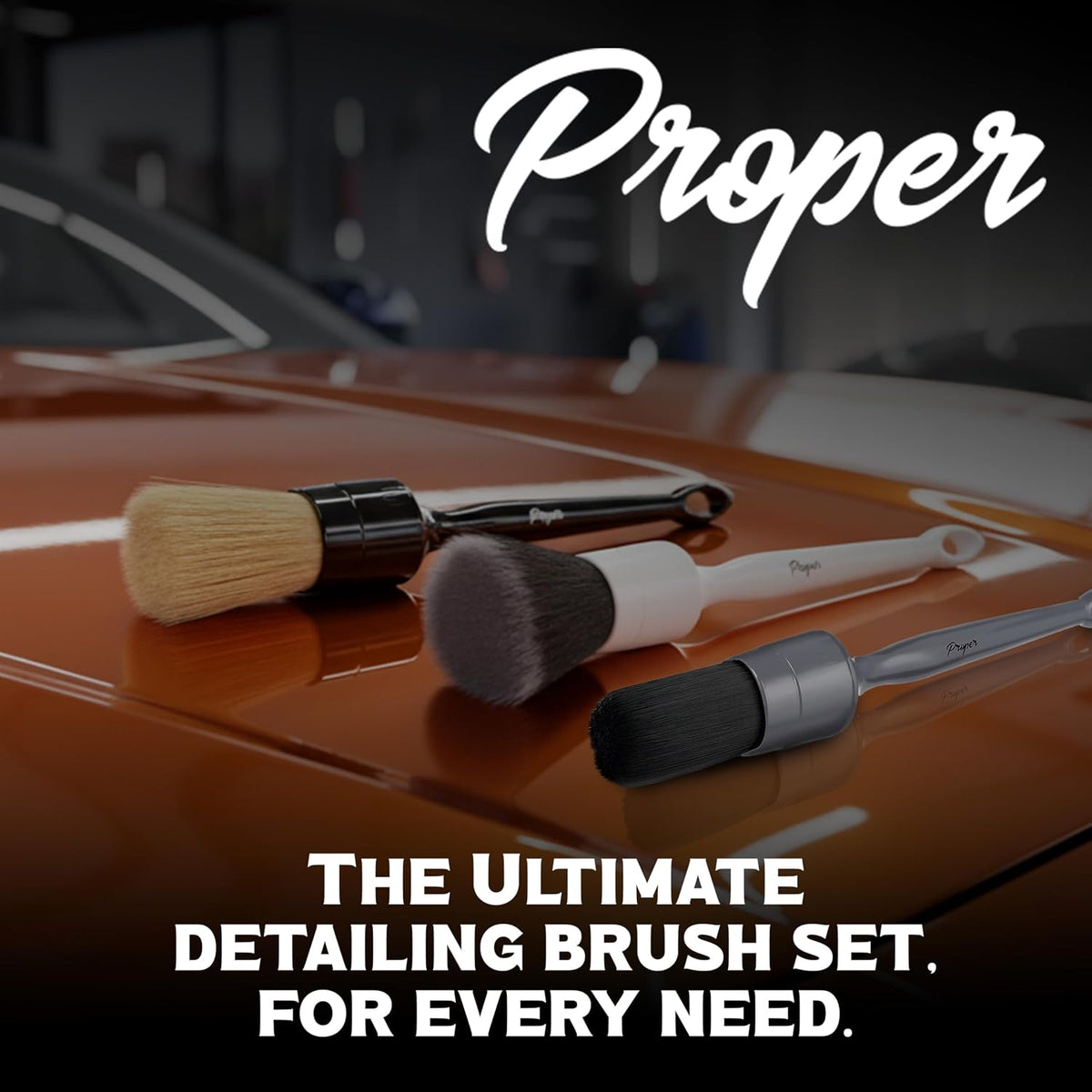 Premium Car Detailing Brush Set - Complete 6 Pack Kit - 2 Boar's Hair, 2 Ultra Soft, 2 Synthetic Bristles - Car Detail Brush for All Surfaces, Leather Seats, Air Vents, Wheels & Emblems, and More
