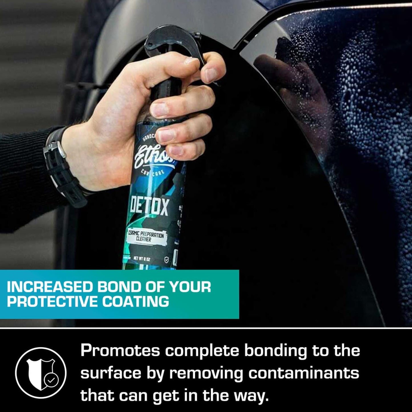 Ethos Detox - Ceramic Coating Prep Spray, Panel Wipe, Glass Cleaner - Prep Ceramic Coating, Wax, or Sealant - Multi-Purpose Formula - Leaves Nothing But the Shine
