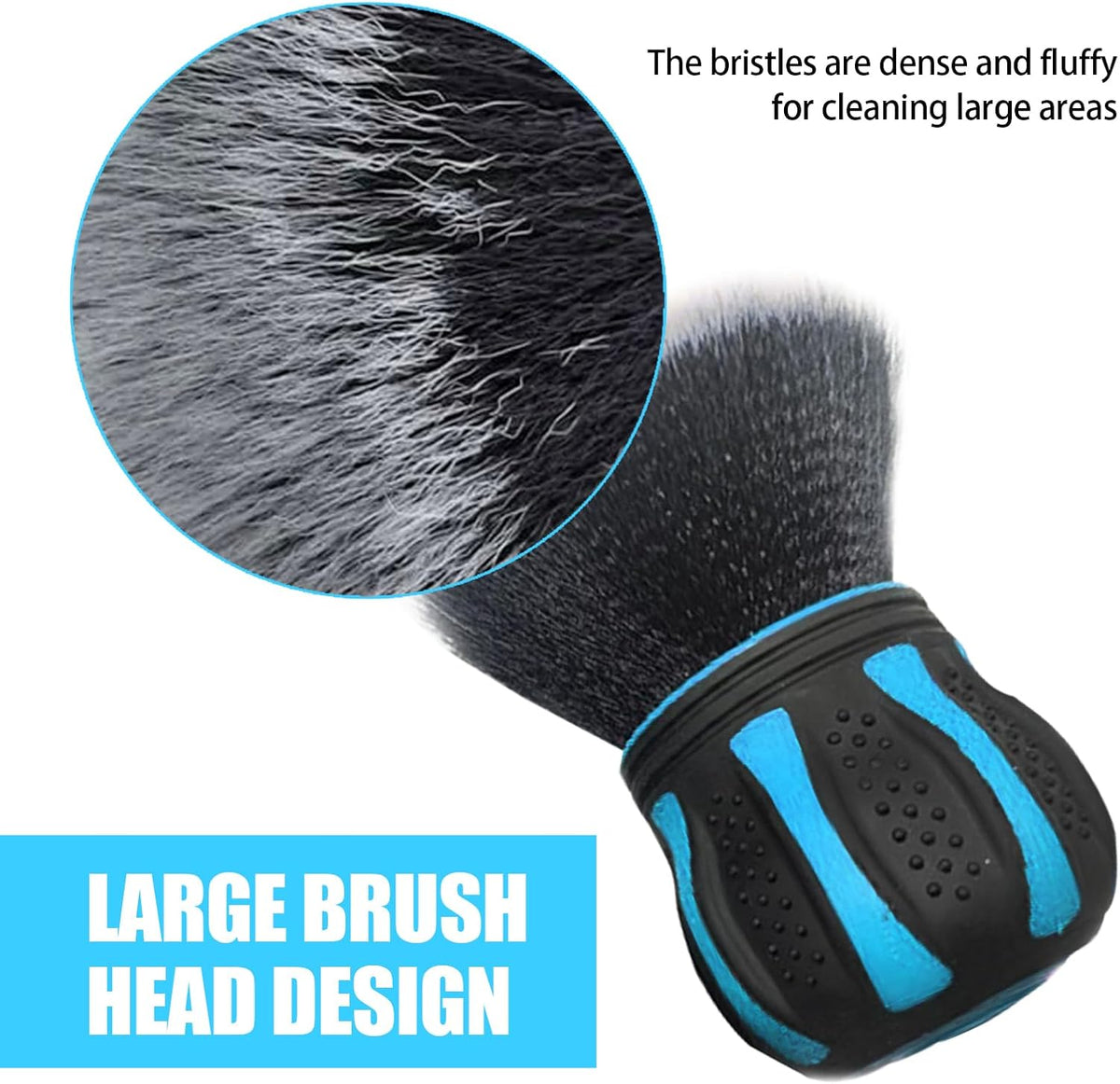 Shakas Detail Cleaning Brush with Storage Holder, Non-Slip Easy Grip Handle Air Conditioning Vent Spherical Soft Bristle Crevice Brush, Portable Multi-Purpose Accessory, Fits Most Cars (Blue)