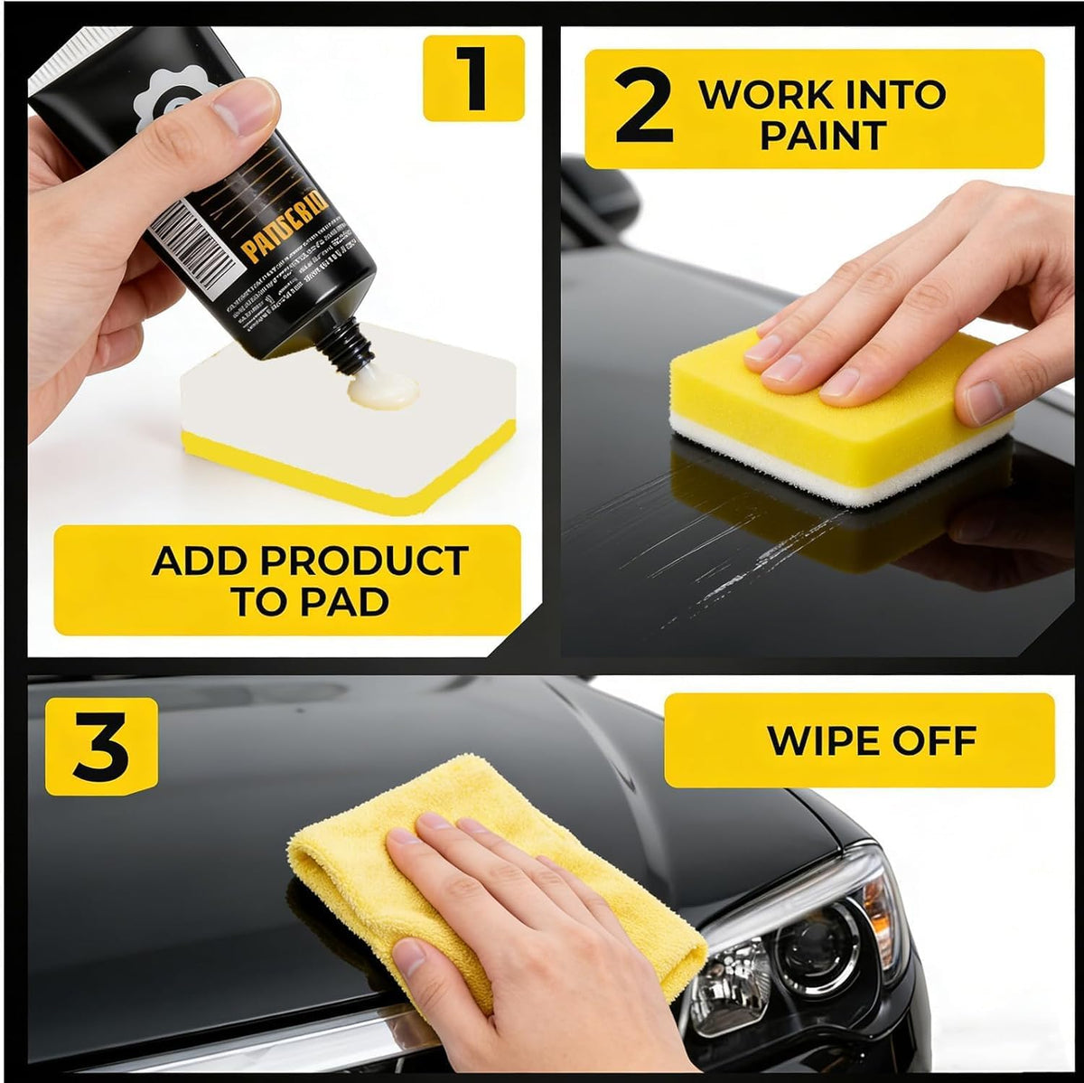 Car Scratch Remover 2-Pack, Premium Auto Paint Restorer Wax & Swirl Eraser Kit with Sponge & Microfiber Towel, Safe for Universal Colors, DIY Clear Coat Polishing Compound for Scuffs