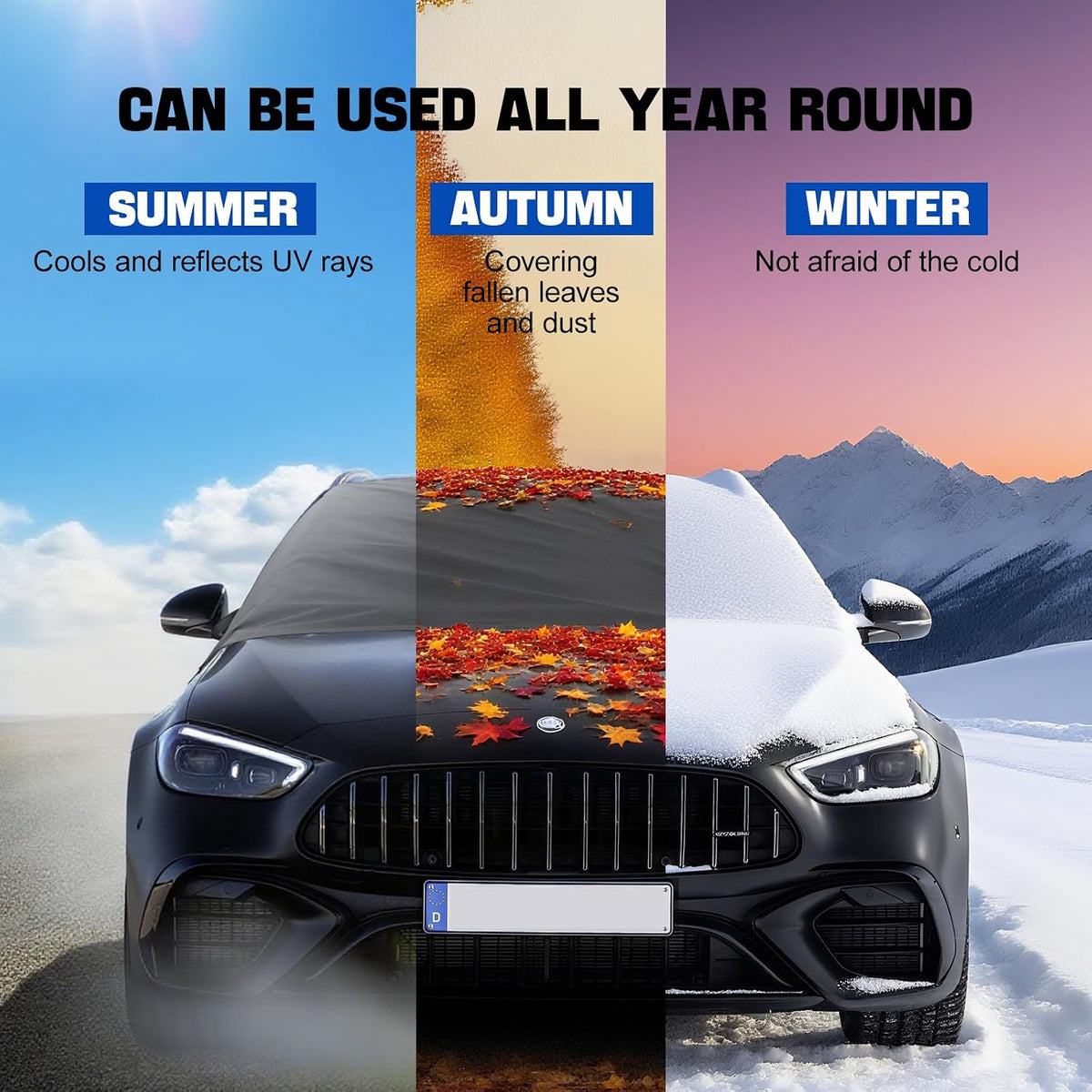 Subody Cldkz Windshield Cover for ice and Snow | 600D Three-Layer Composite Waterproof,Sunshade,Dustproof Fabric |Windshield Snow Cover for car, SUV, Truck|Winter car Accessories|car Windshield Cover